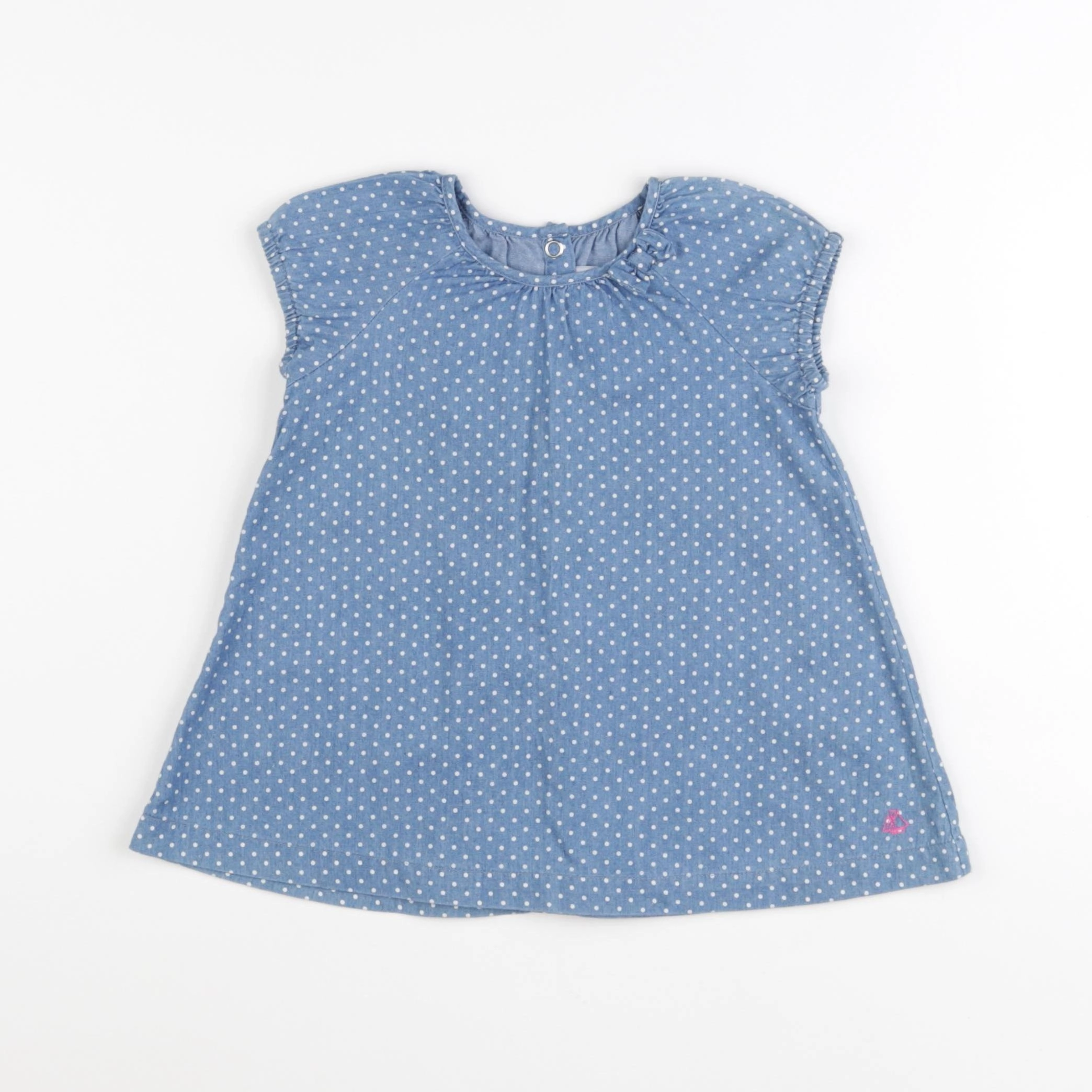 Petit Bateau - robe bleu - 6 mois
