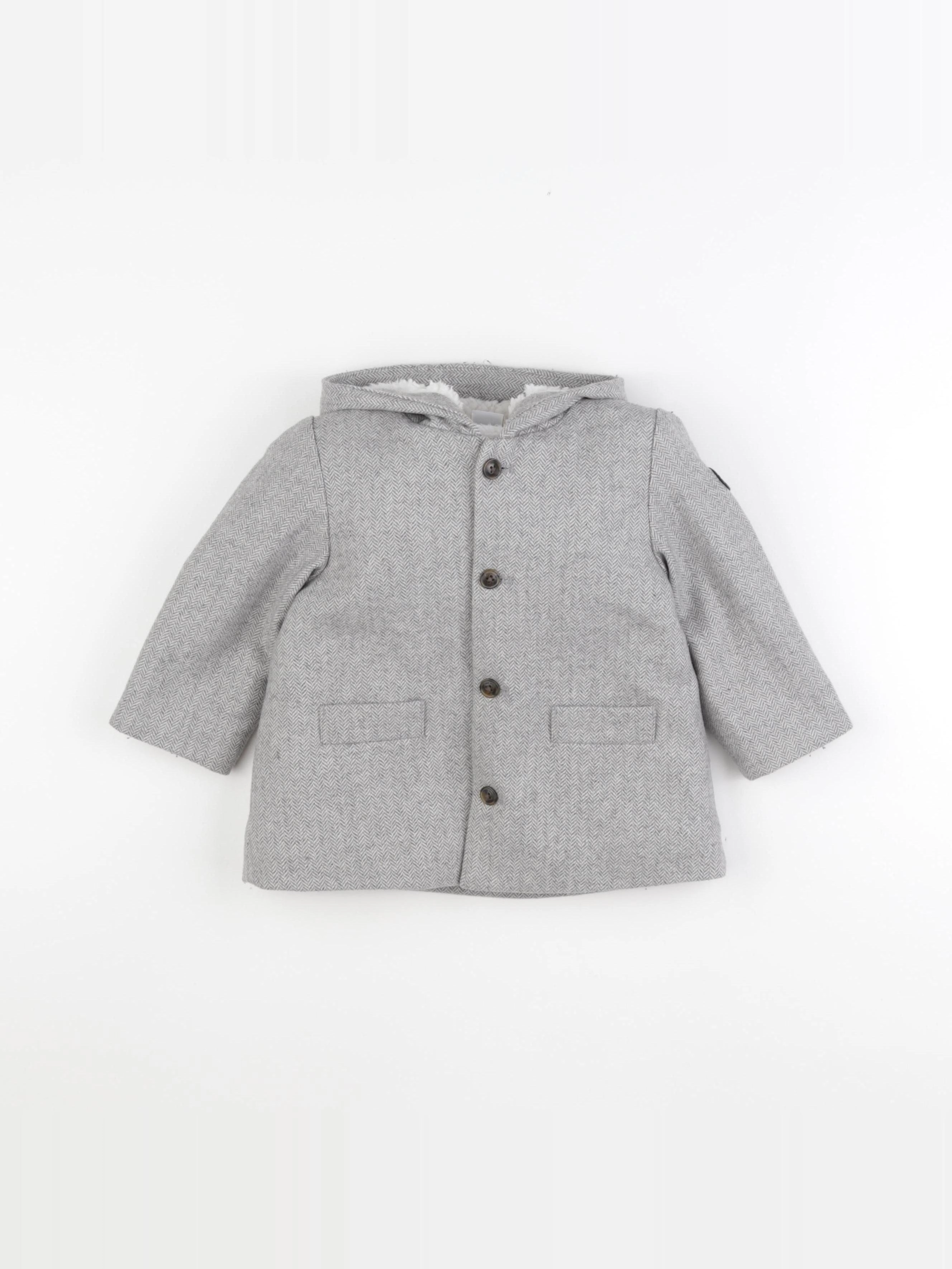 Petit Bateau - manteau gris - 18 mois