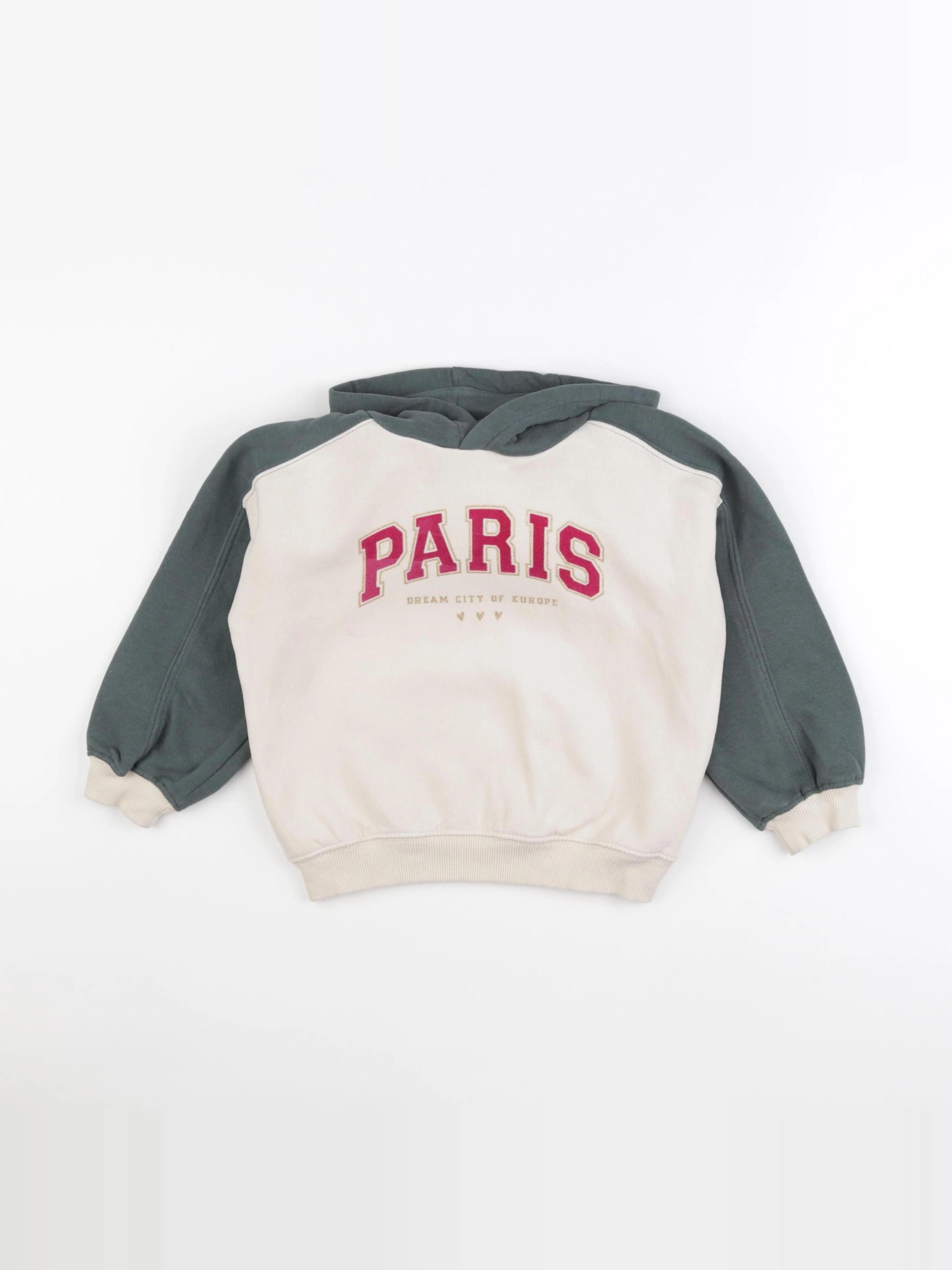 Vertbaudet - sweat blanc, vert - 5 ans