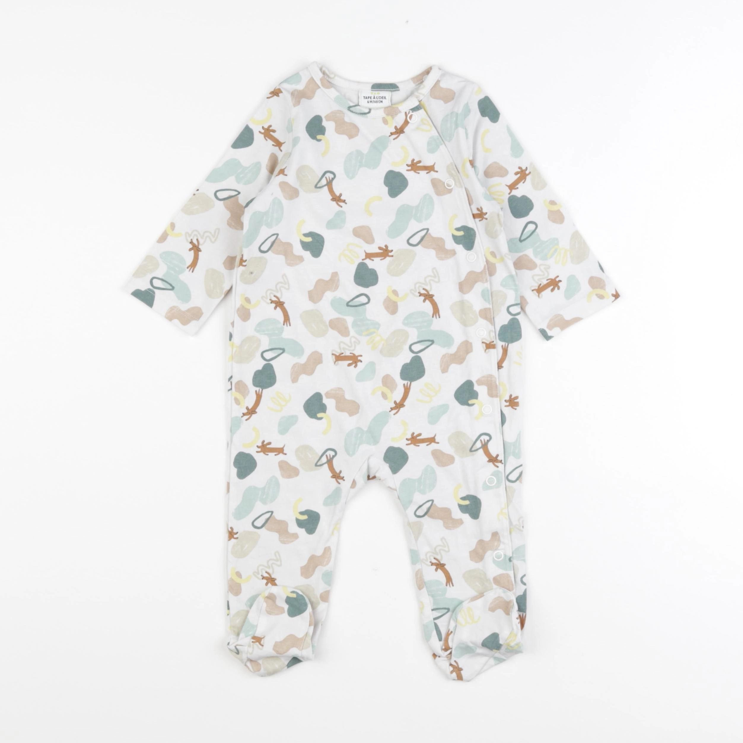 Tape à l'oeil - pyjama coton blanc, vert - 6 mois