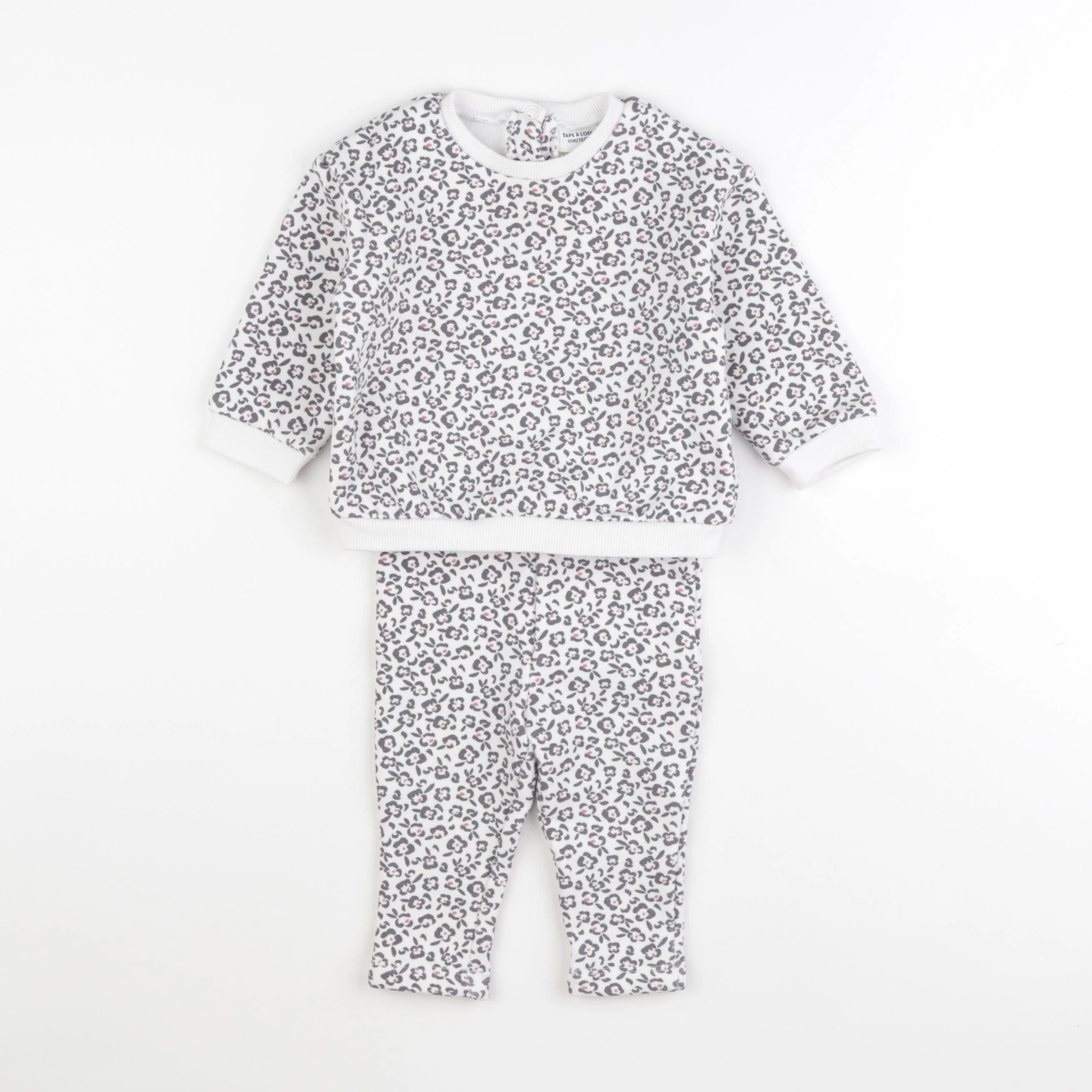 Tape à l'oeil - ensemble blanc, gris - 12 mois