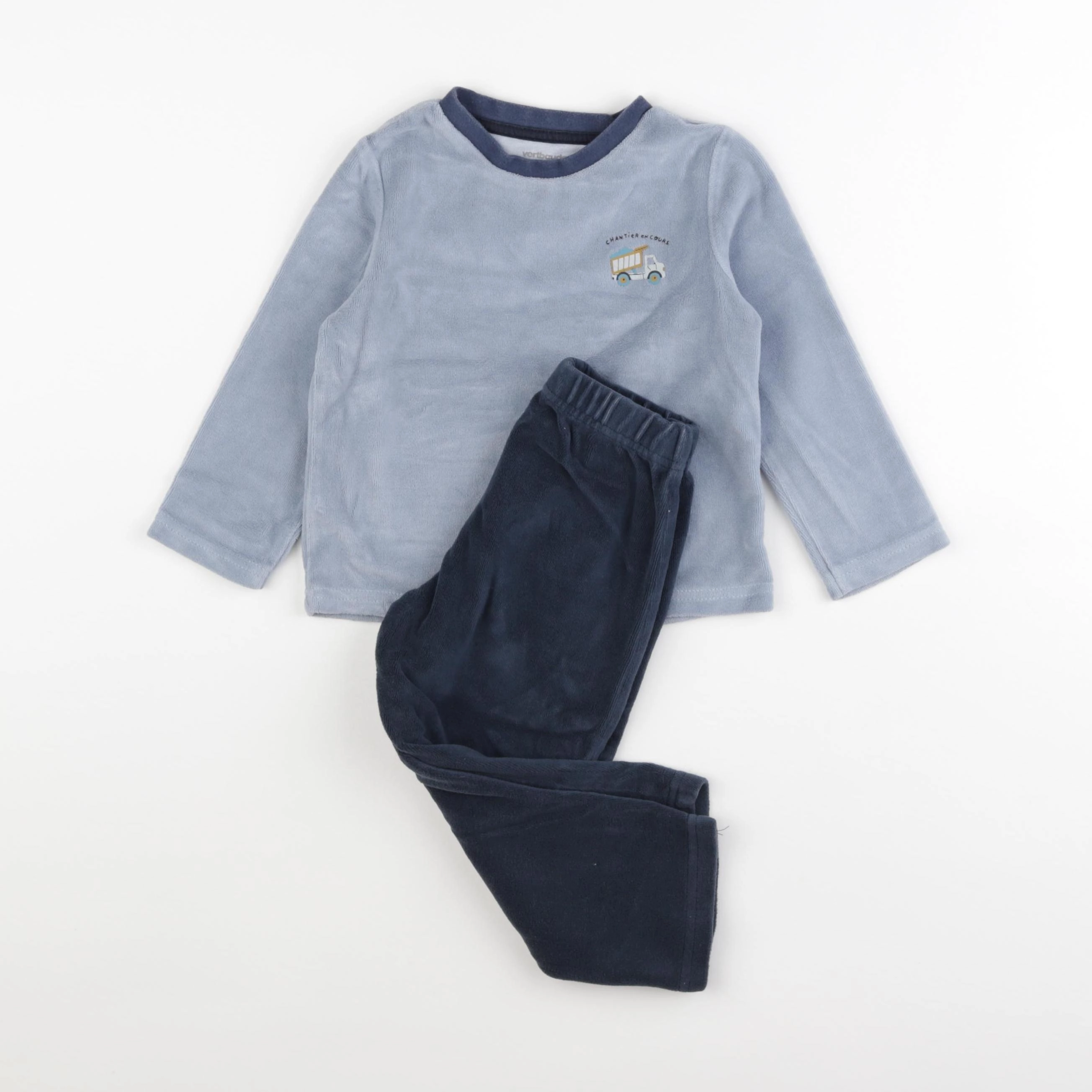 Vertbaudet - pyjama velours bleu - 3 ans