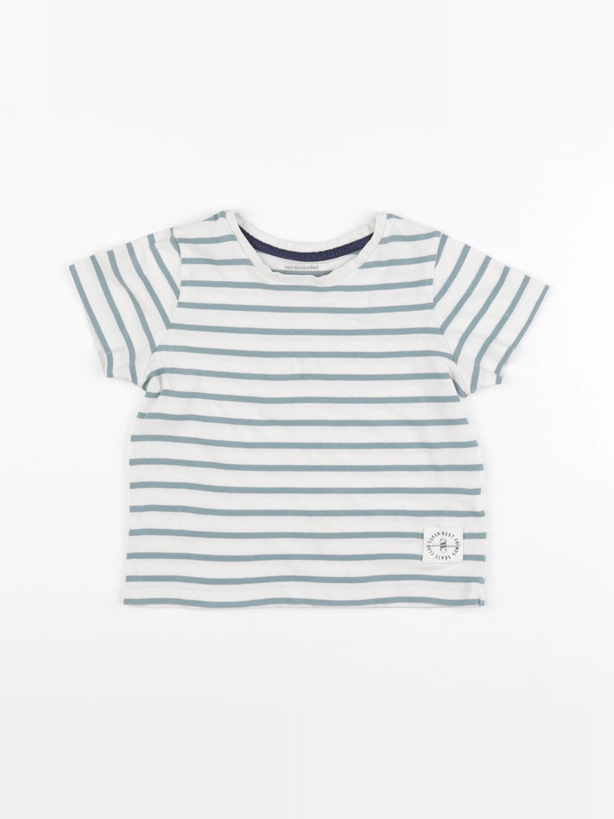 Vertbaudet - tee-shirt blanc, vert - 4 ans