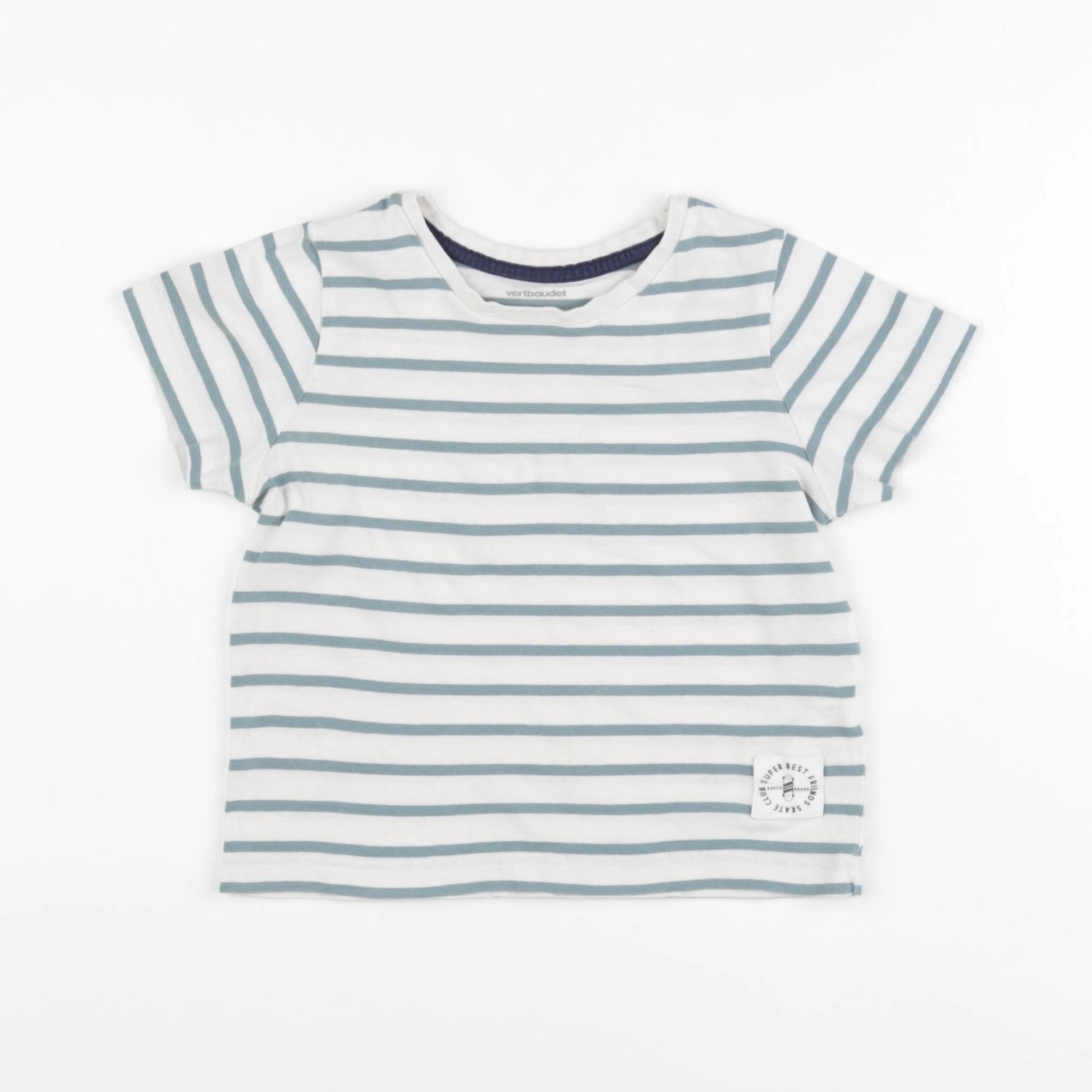 Vertbaudet - tee-shirt blanc, vert - 4 ans