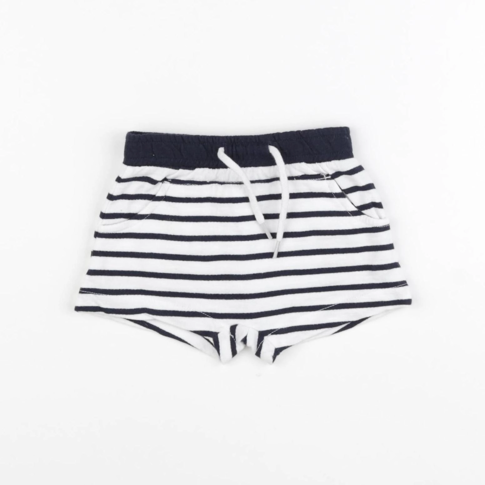Vertbaudet - short blanc, bleu - 6 mois