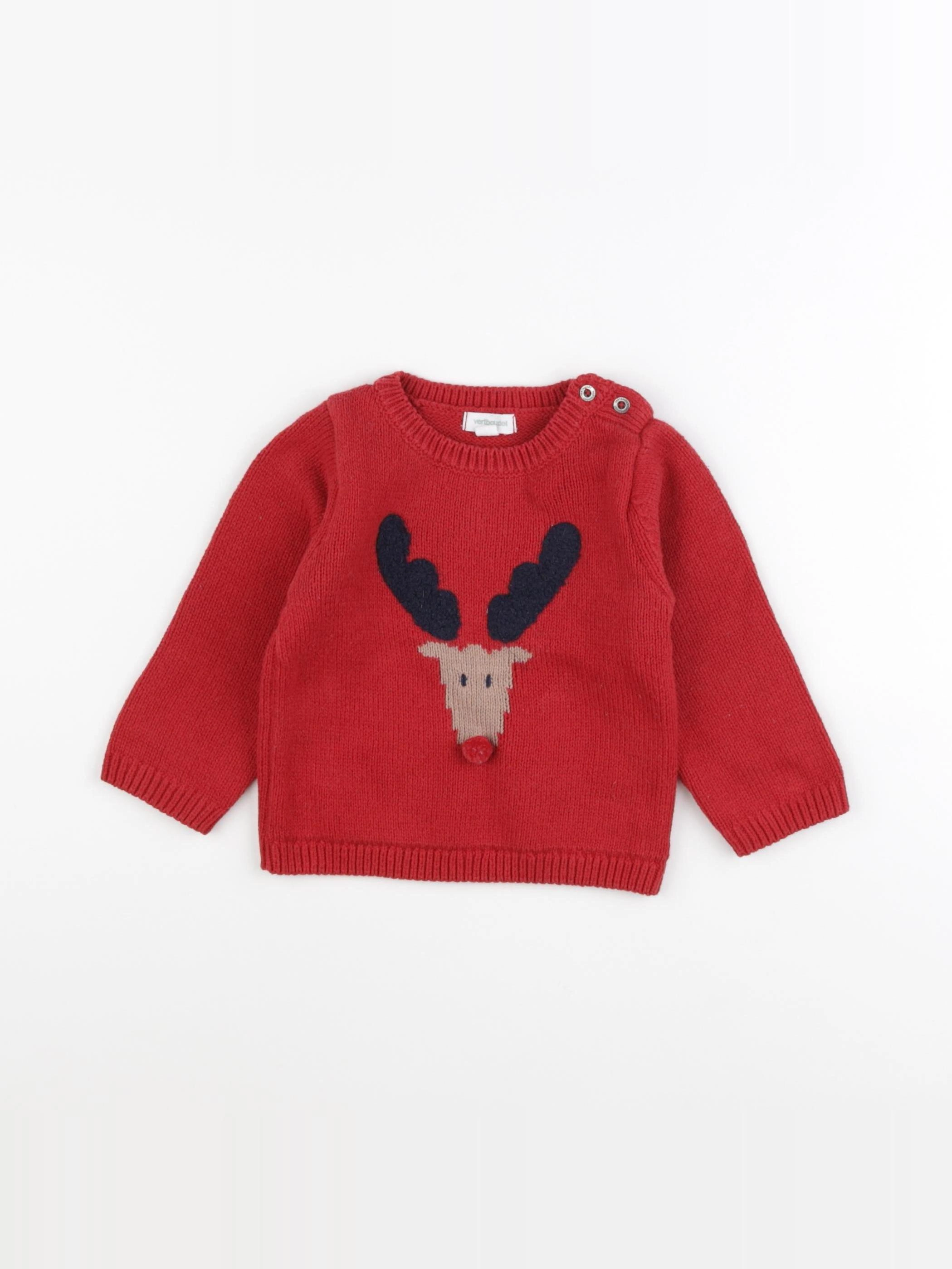 Vertbaudet - pull rouge - 12 mois