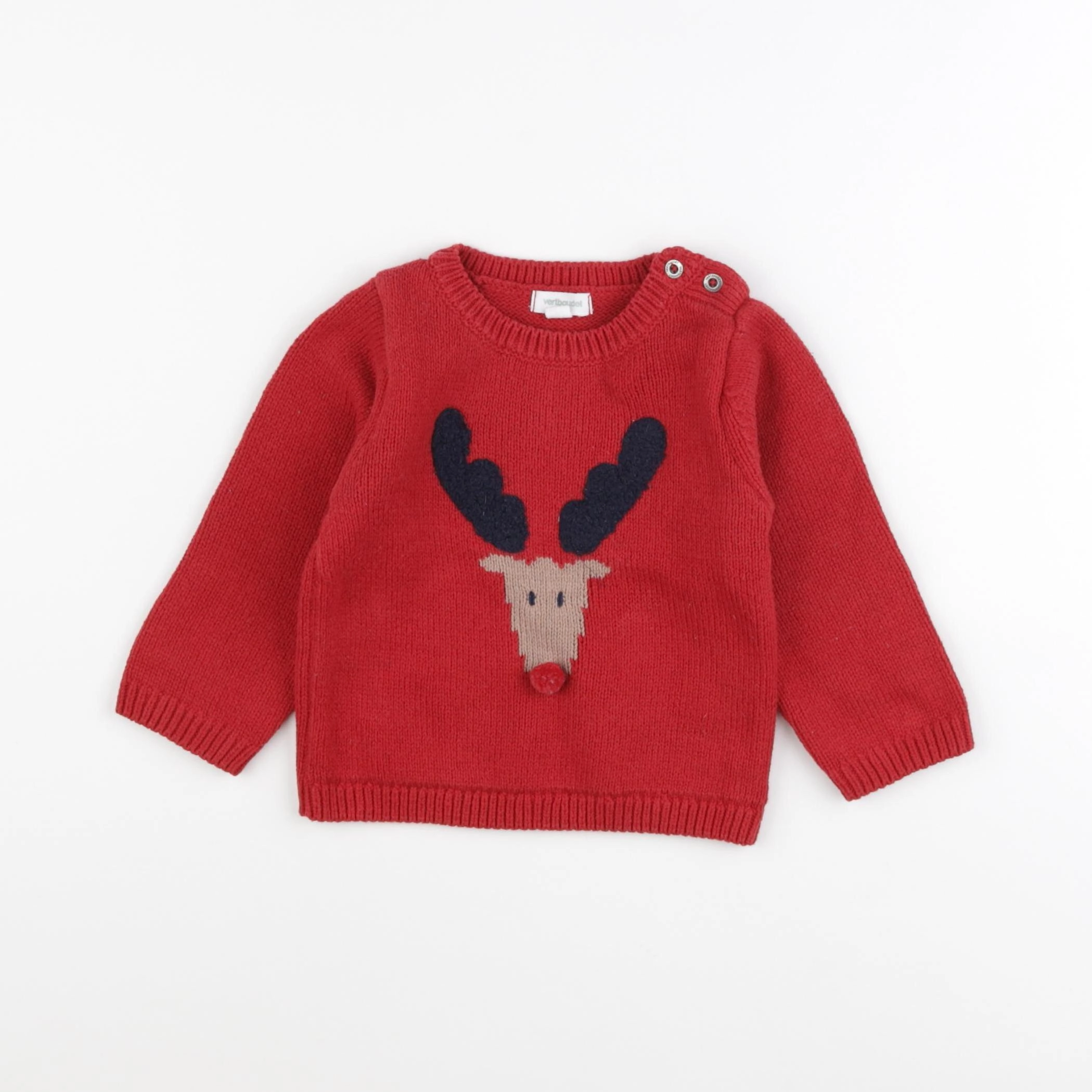 Vertbaudet - pull rouge - 12 mois