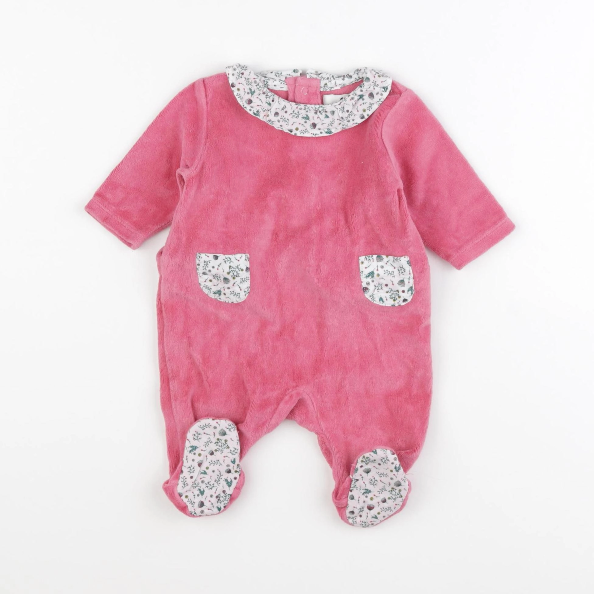Cyrillus - pyjama velours rose - 1 mois
