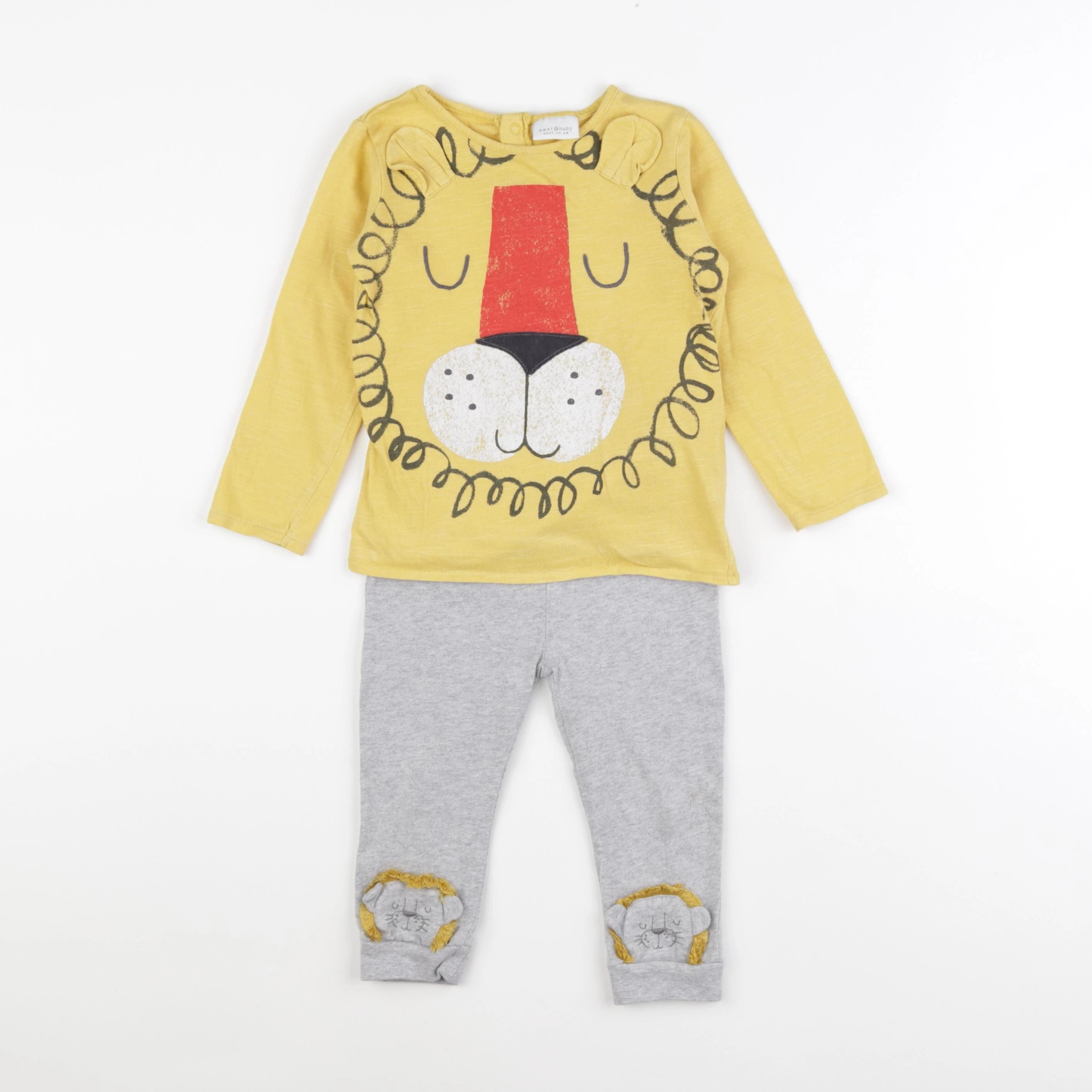 Next - pyjama coton jaune, gris - 12/18 mois
