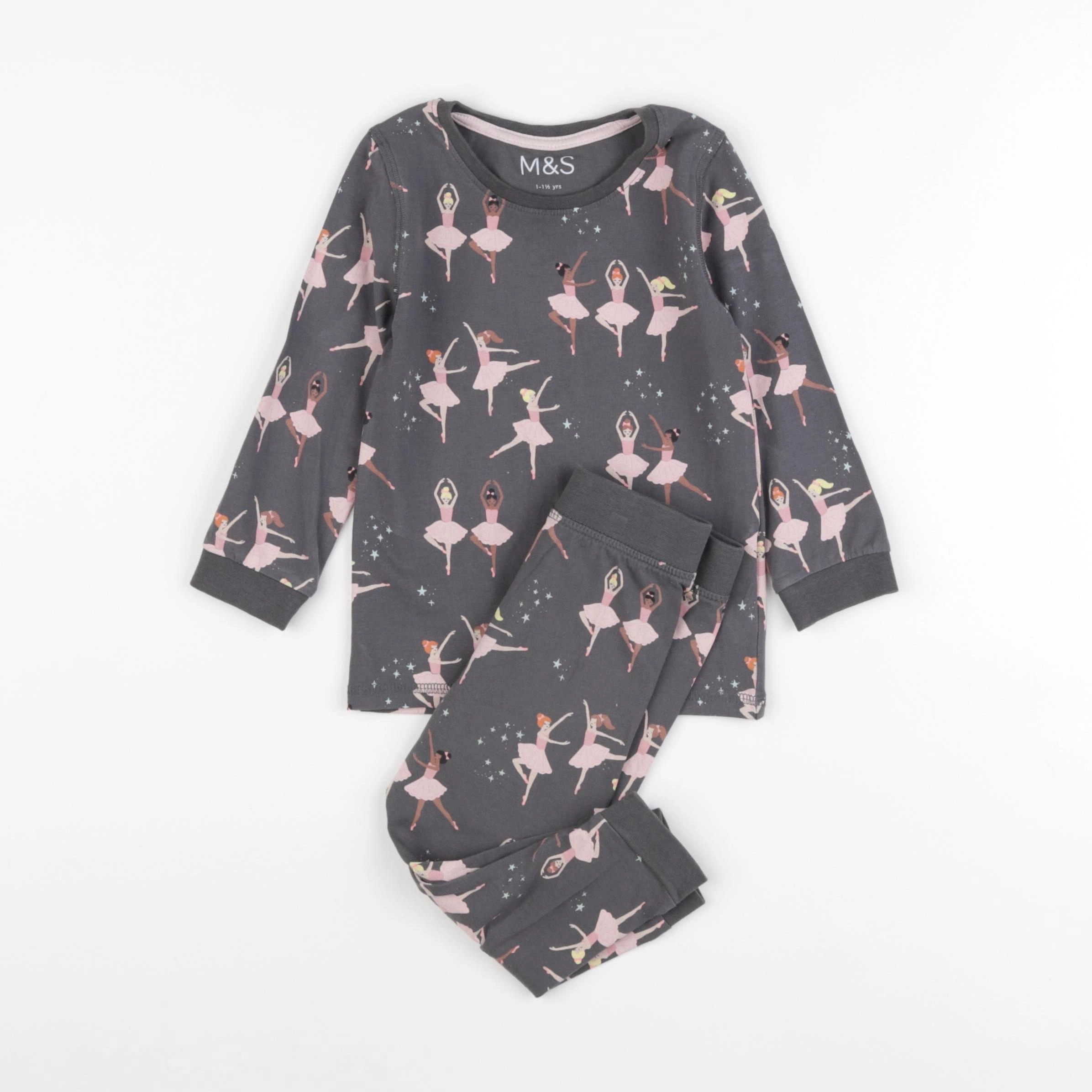 Marks & Spencer  - pyjama coton gris - 12/18 mois