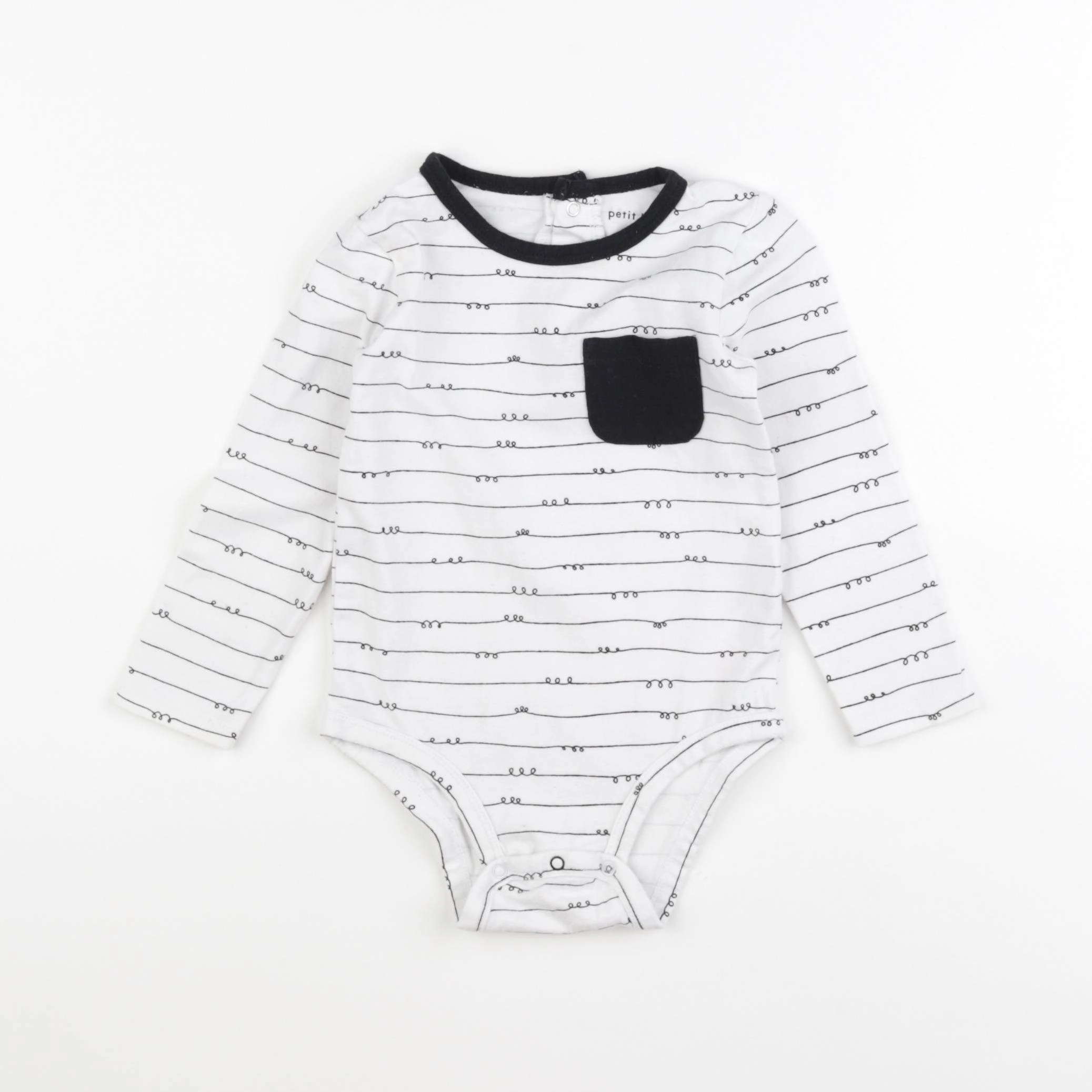 Petit lem - body blanc, noir - 18 mois