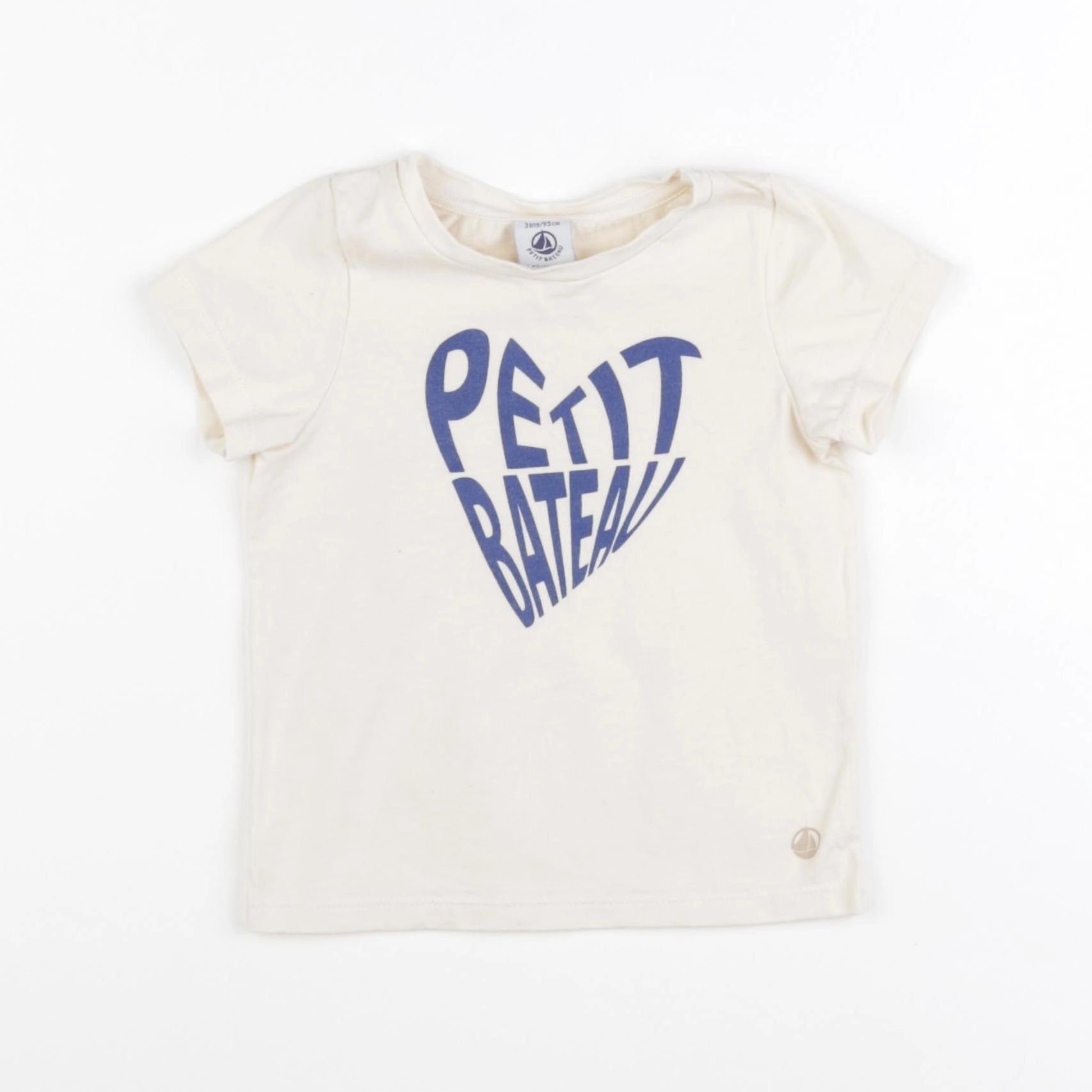 Petit Bateau - tee-shirt beige, bleu - 3 ans