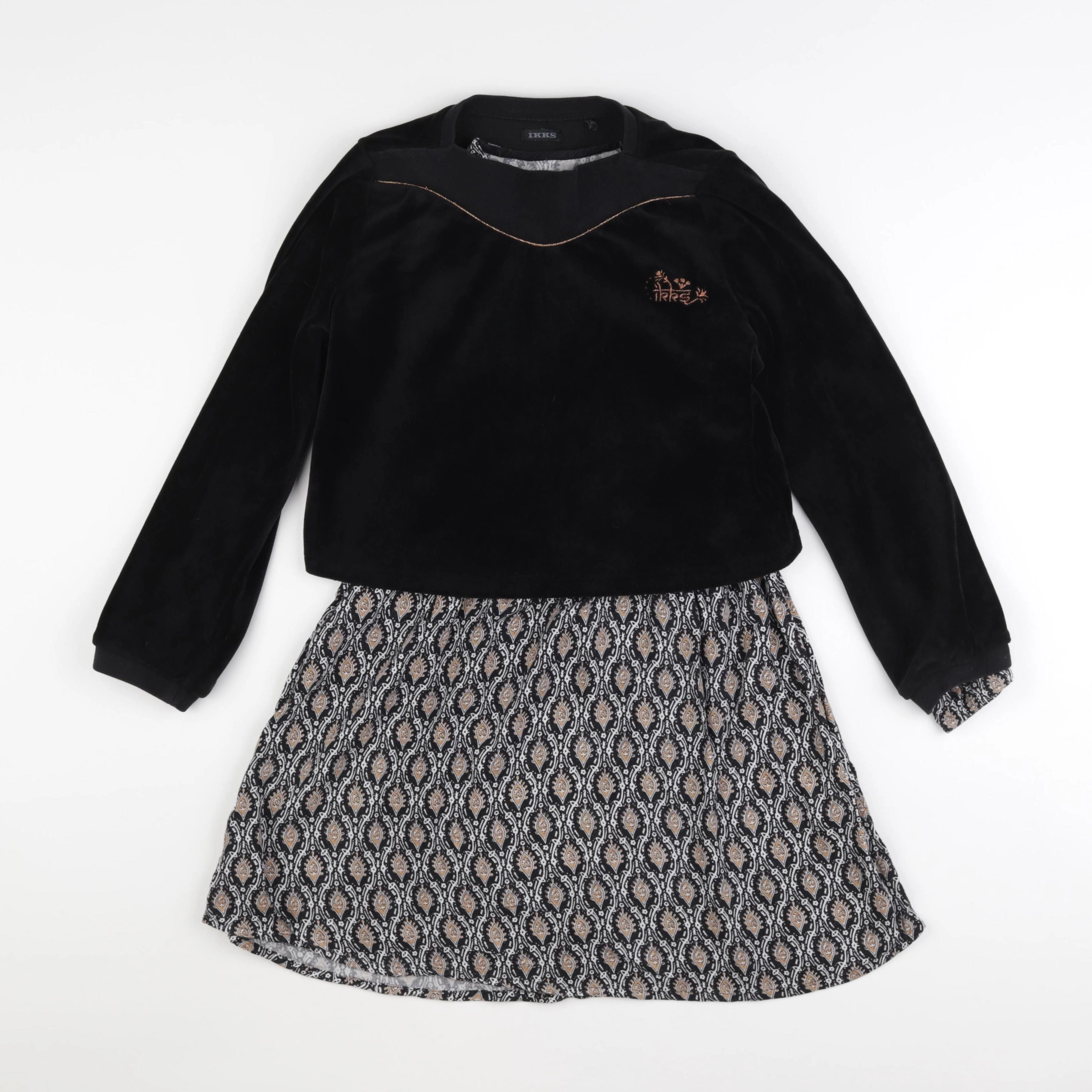 IKKS - robe gris, noir - 10 ans