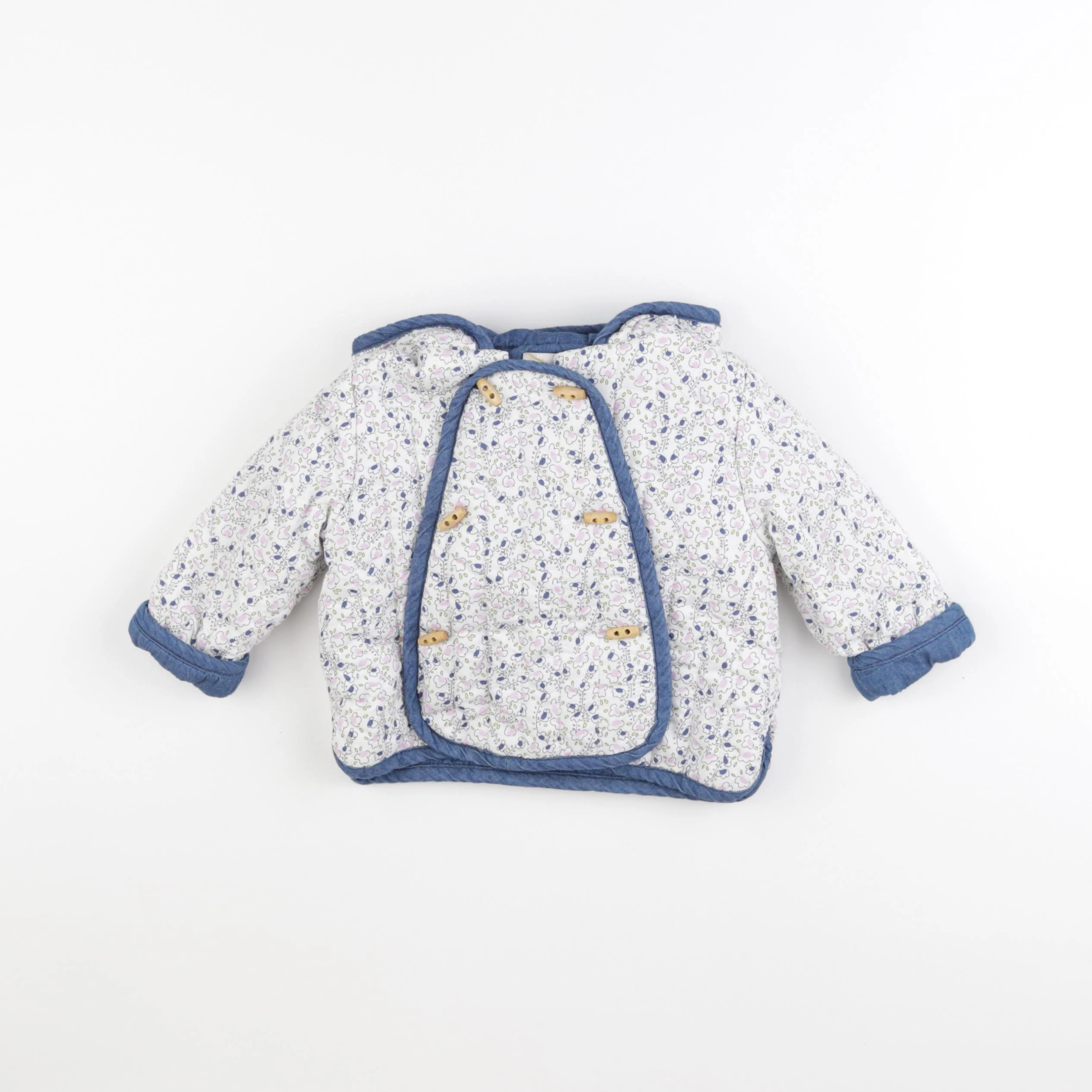 Cyrillus - veste blanc, bleu - 9 mois
