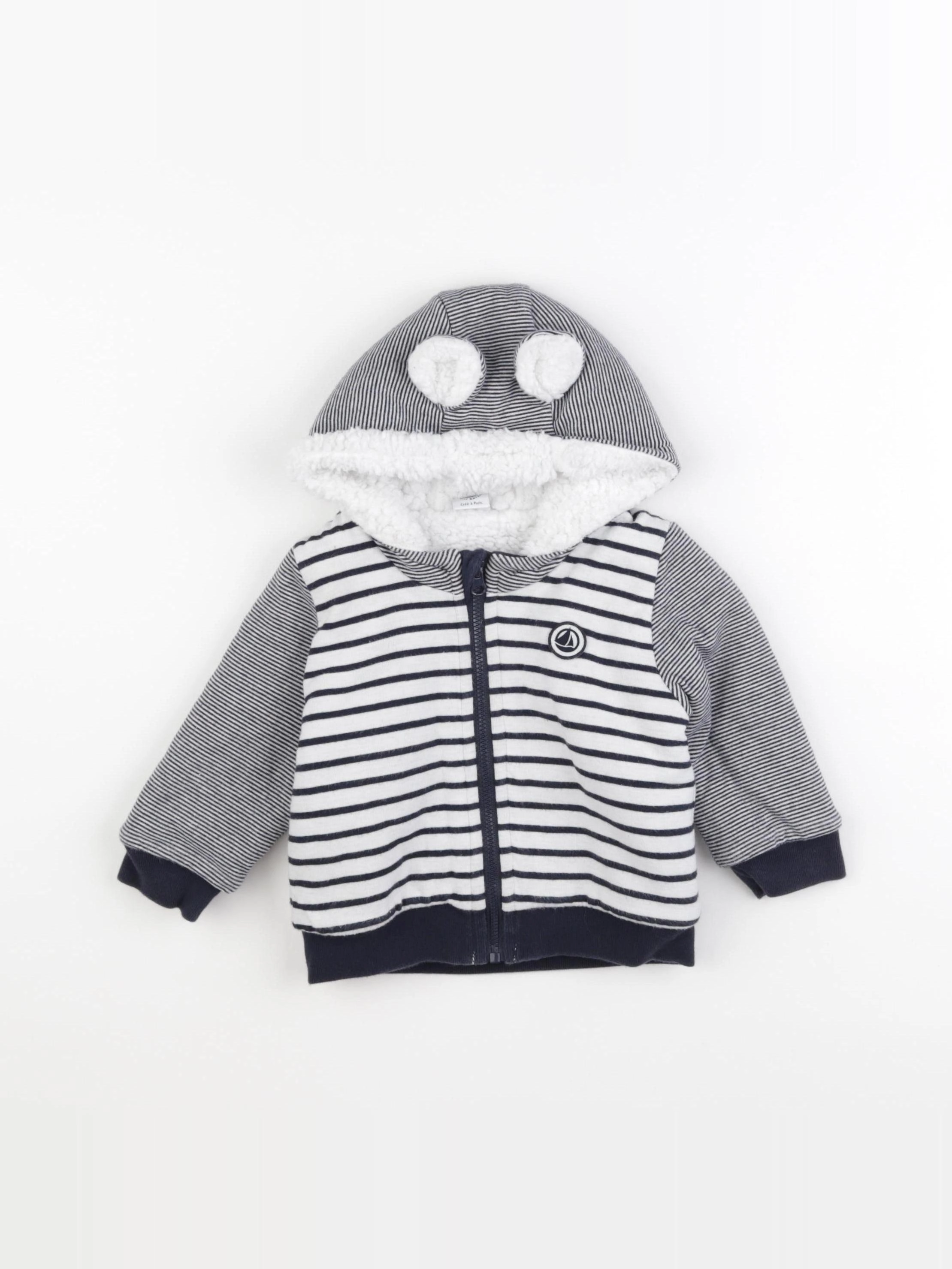 Petit Bateau - sweat blanc, bleu - 12 mois