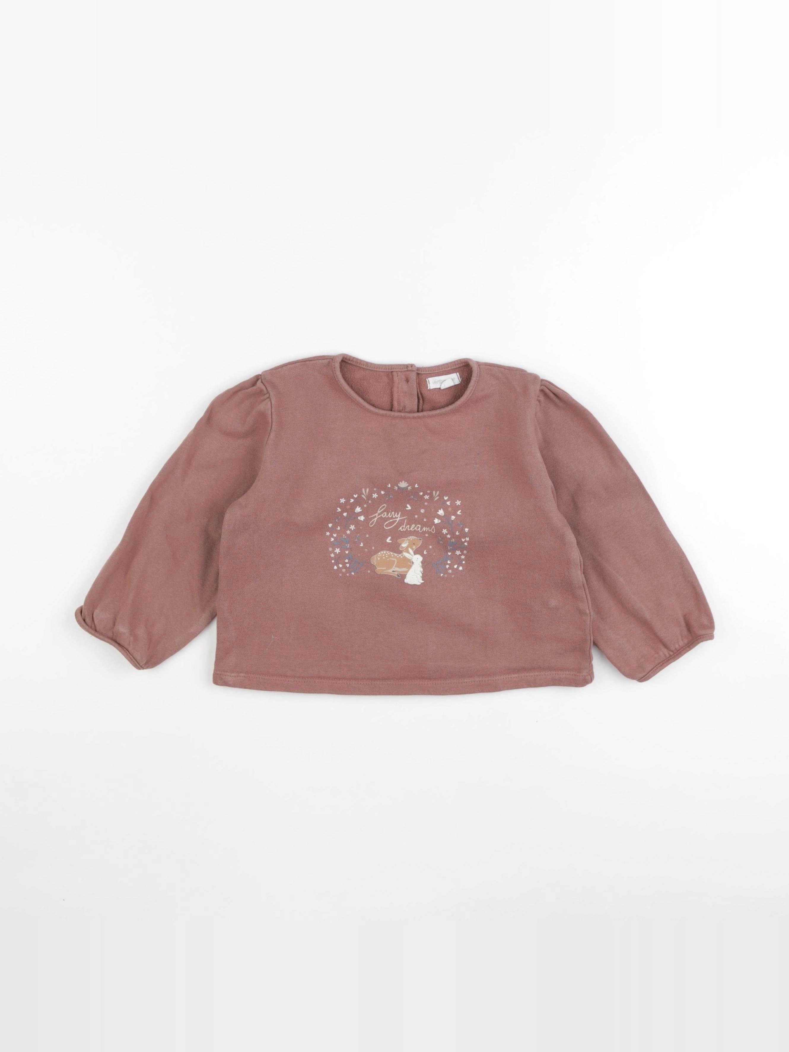 Vertbaudet - sweat marron - 24 mois