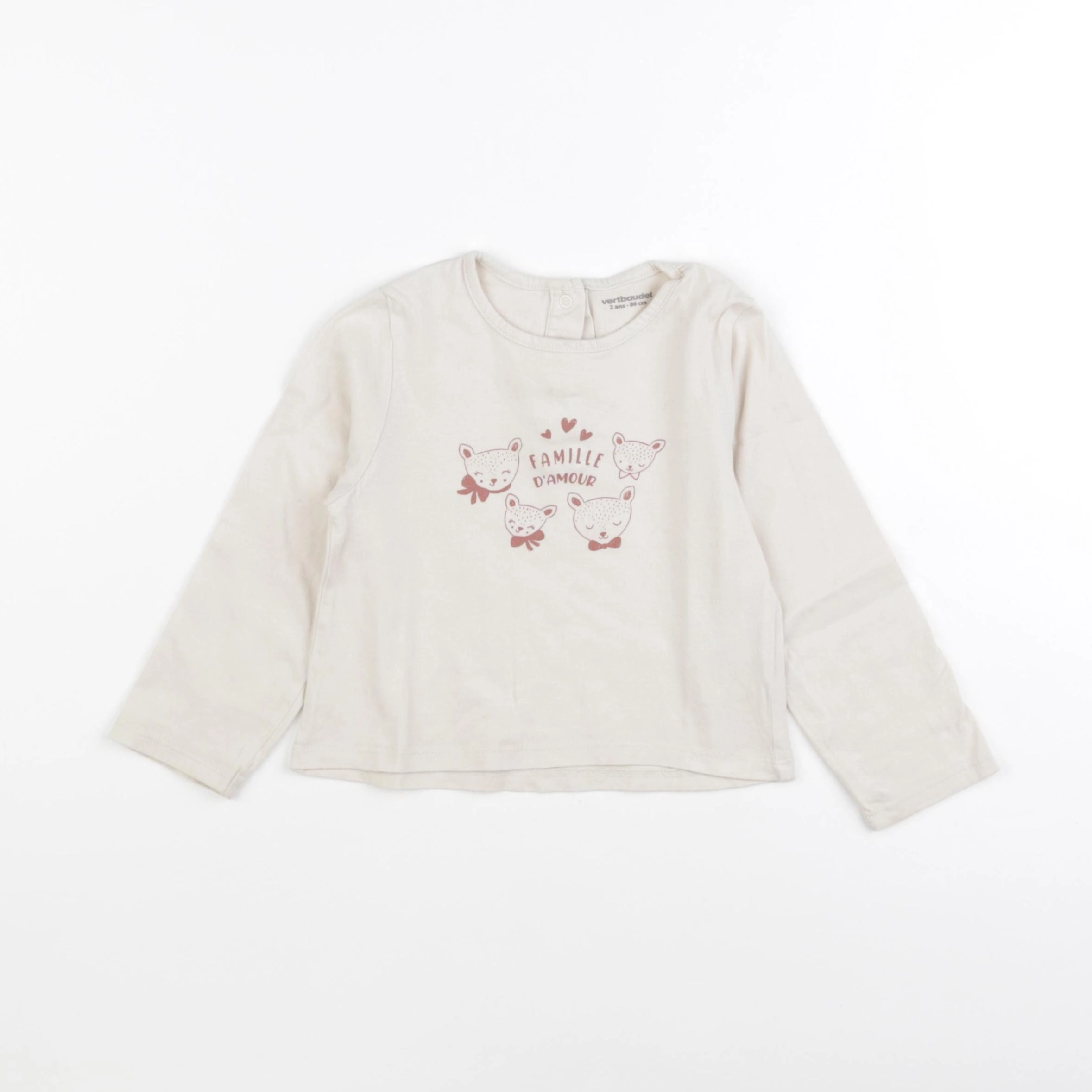 Vertbaudet - tee-shirt beige - 2 ans