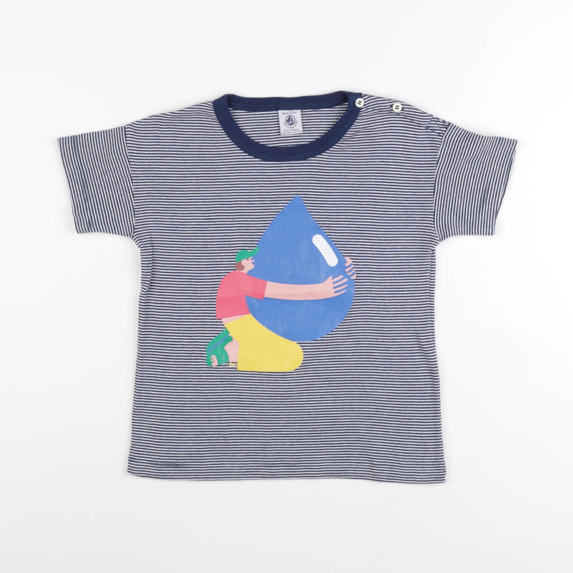 Petit Bateau - tee-shirt bleu - 8 ans