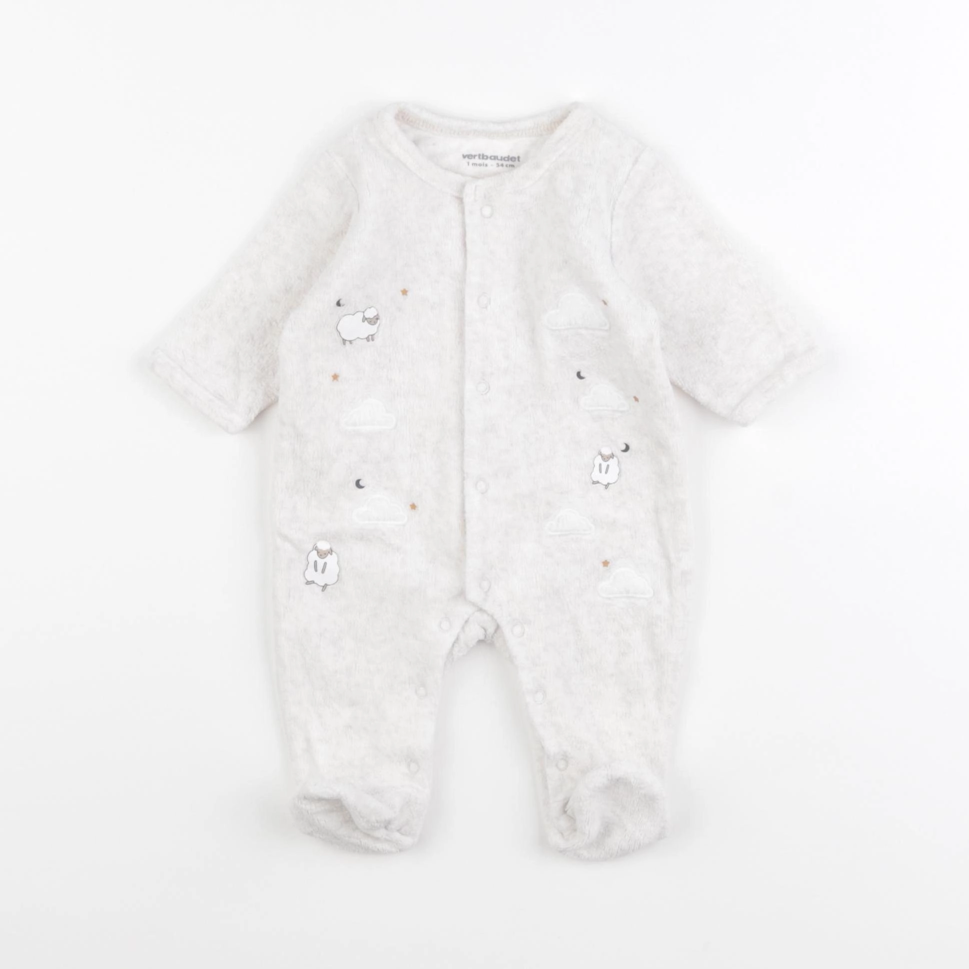 Vertbaudet - pyjama velours beige - 1 mois