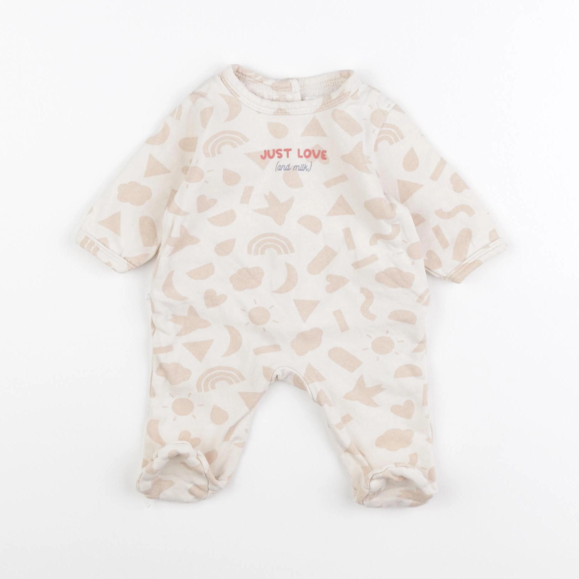 Vertbaudet - pyjama coton beige - 1 mois