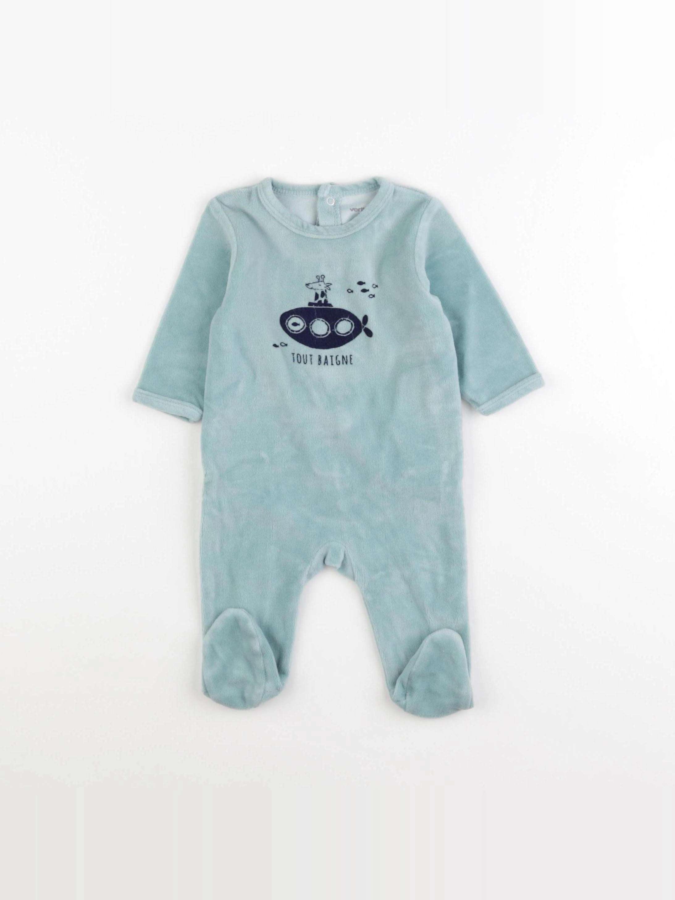 Vertbaudet - pyjama velours bleu - 3 mois