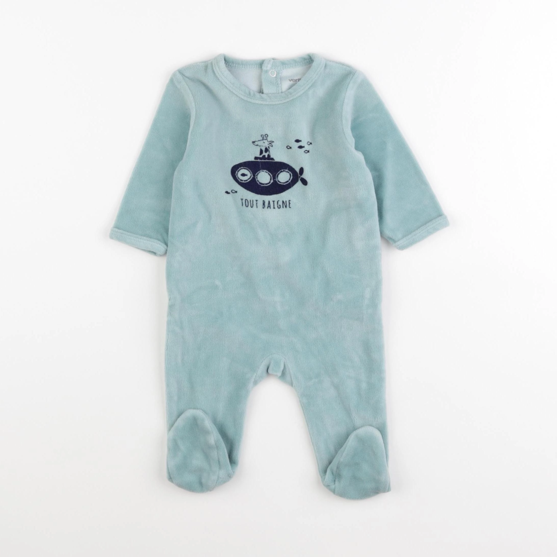 Vertbaudet - pyjama velours bleu - 3 mois
