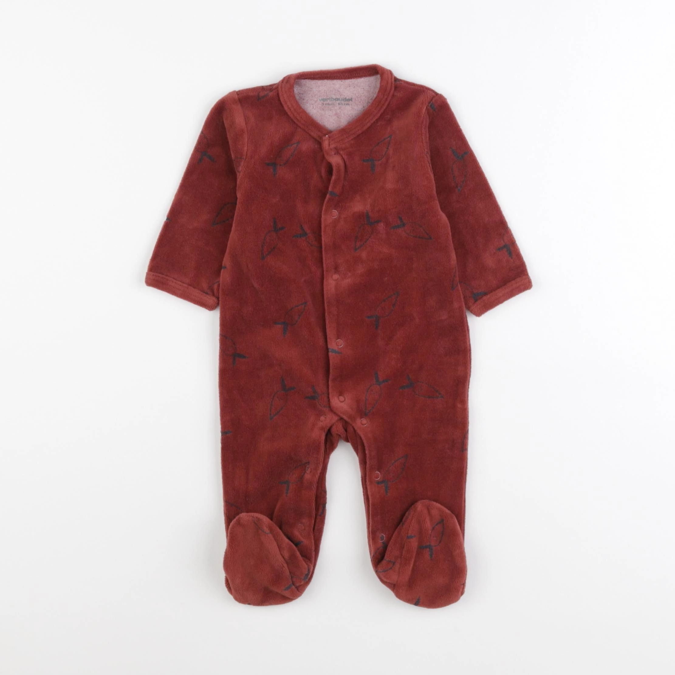 Vertbaudet - pyjama velours marron - 3 mois
