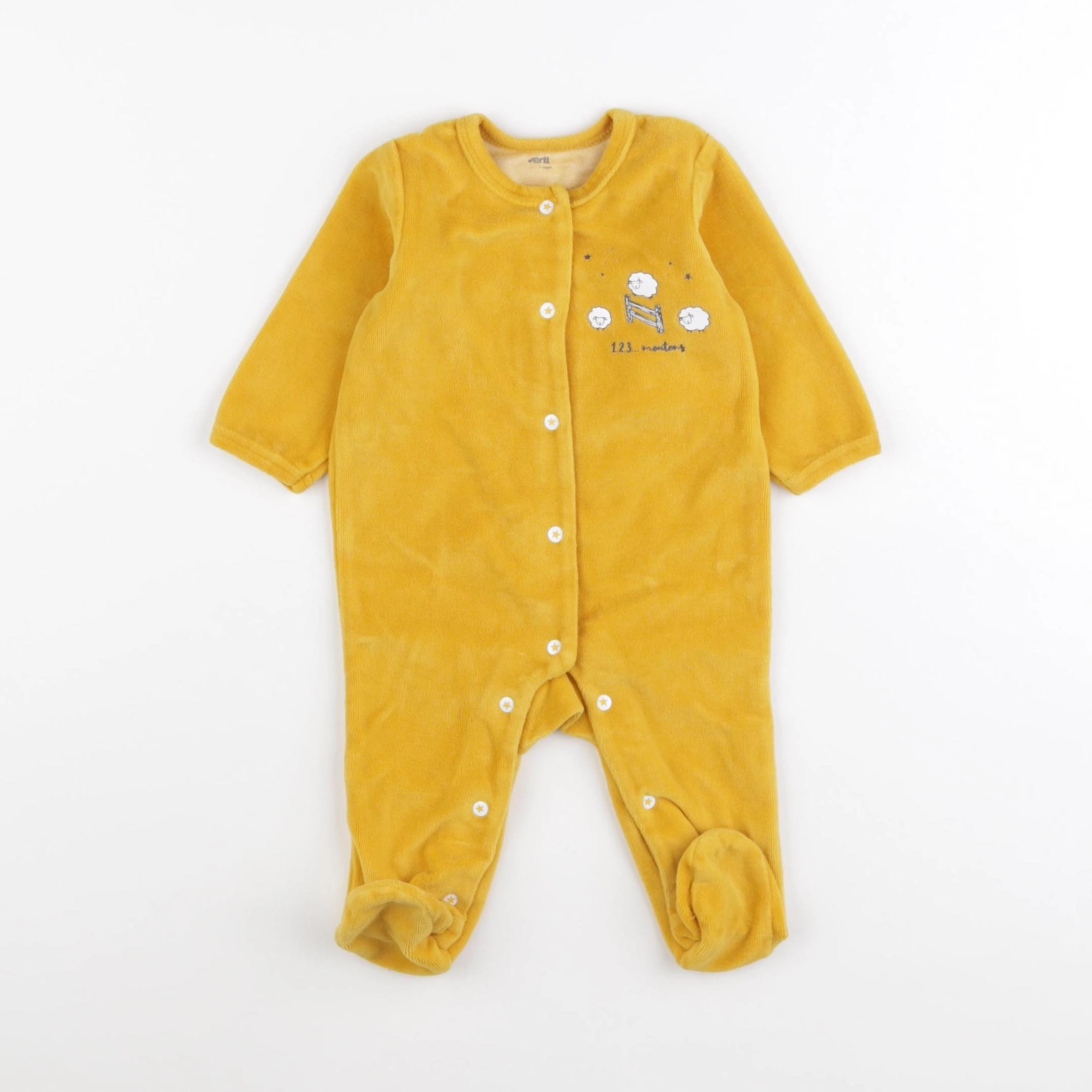 Vertbaudet - pyjama velours jaune - 3 mois