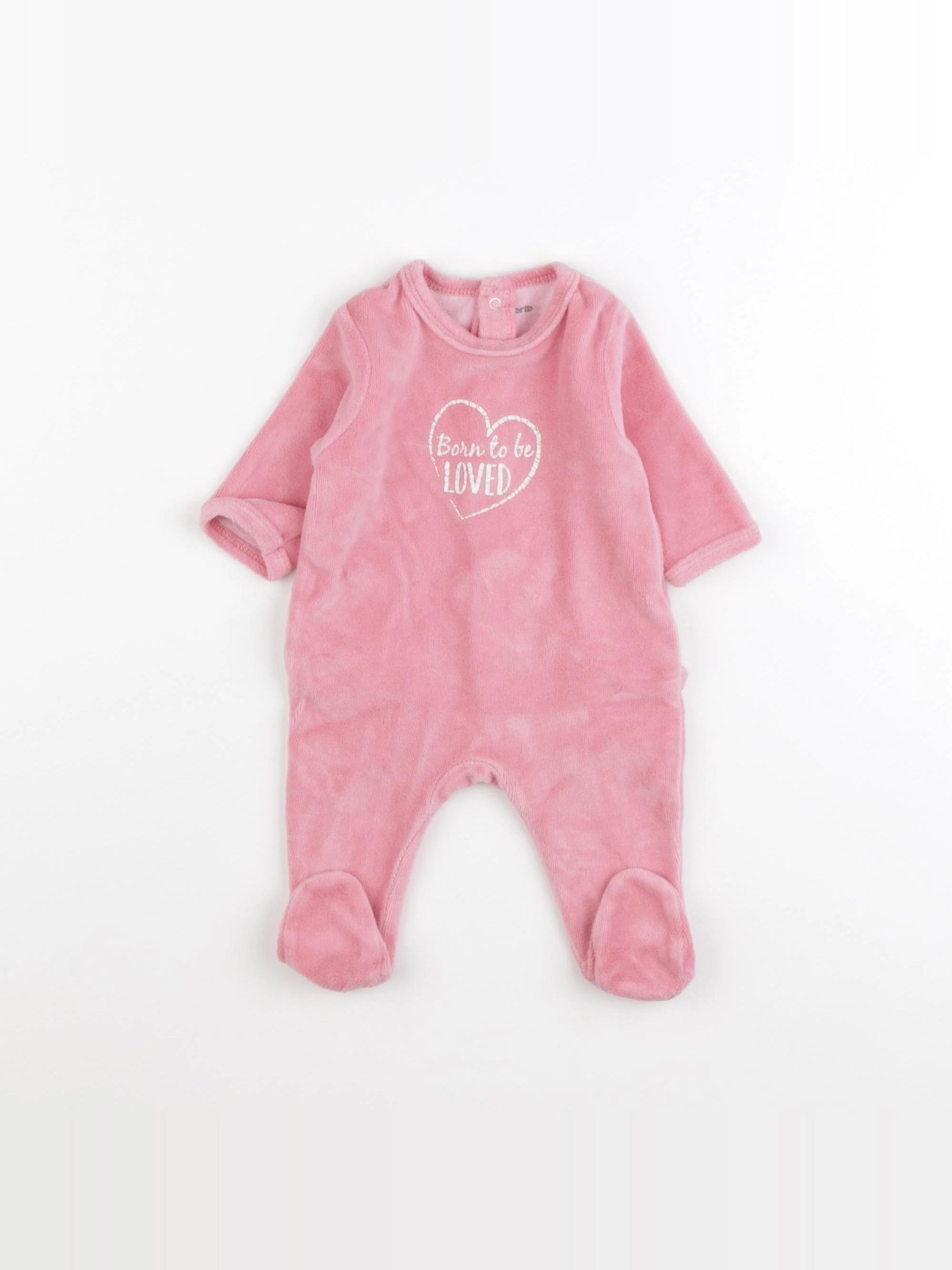 Vertbaudet - pyjama velours rose - 3 mois