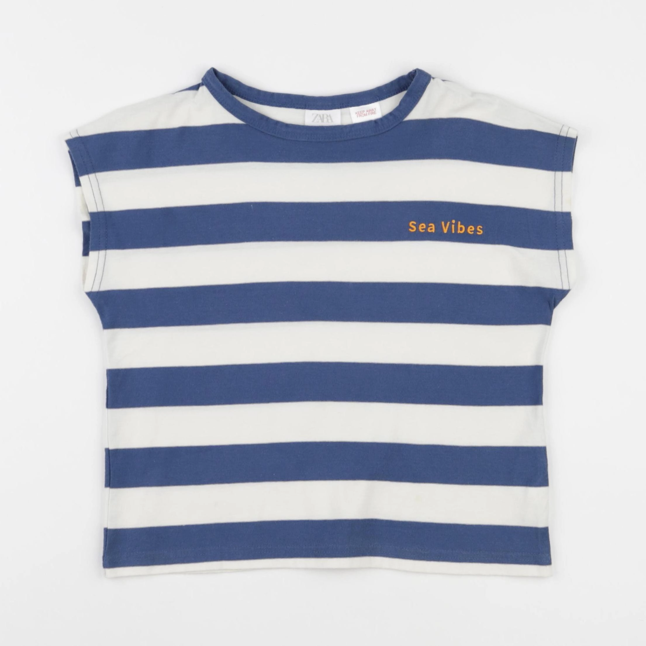 Zara - tee-shirt blanc, bleu - 3/4 ans