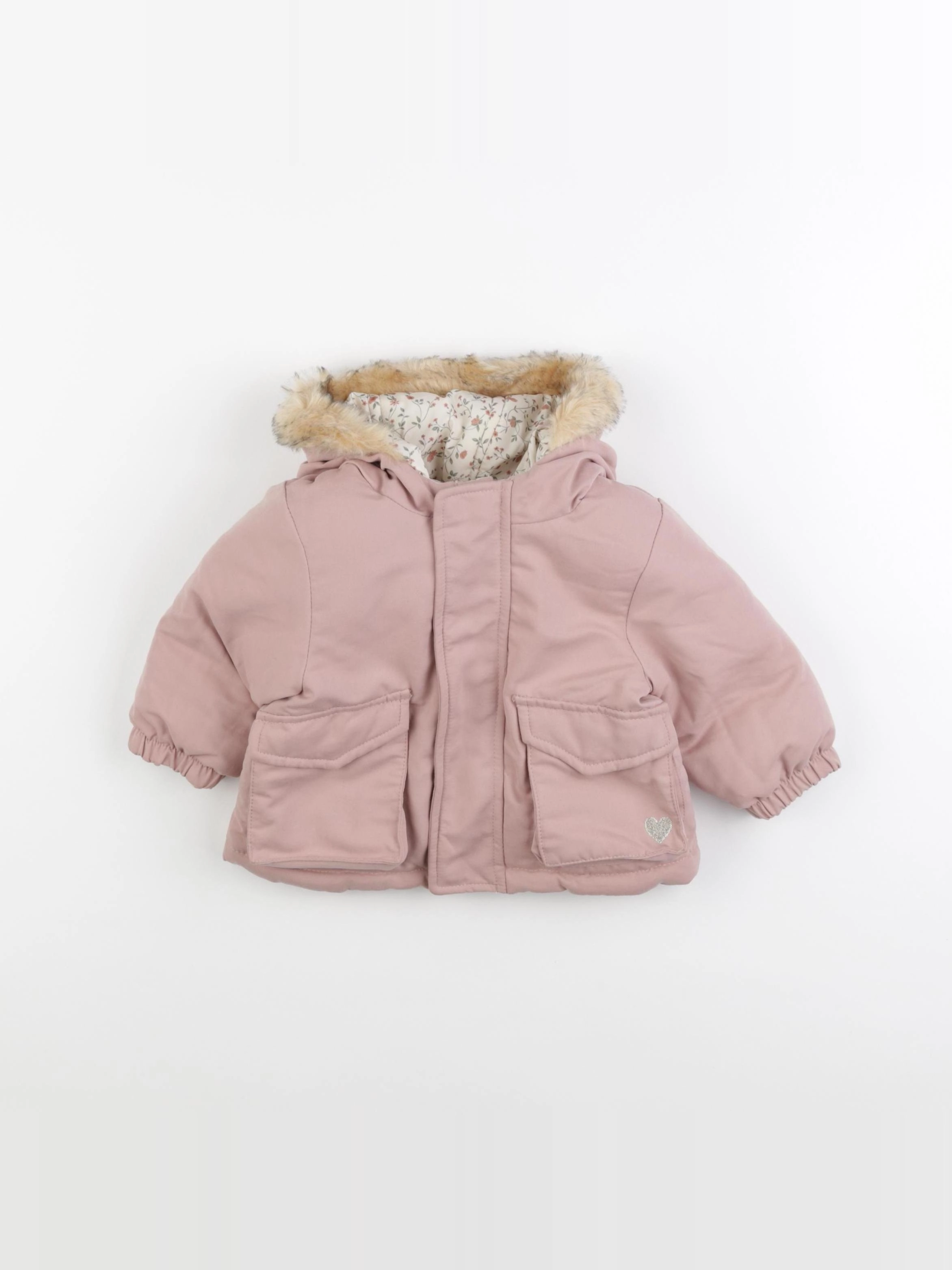 Vertbaudet - manteau réversible rose - 6 mois