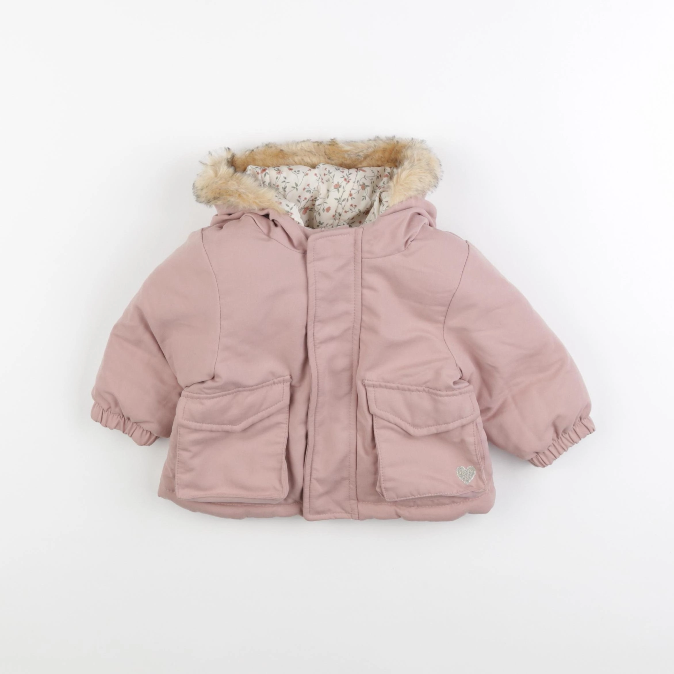 Vertbaudet - manteau réversible rose - 6 mois