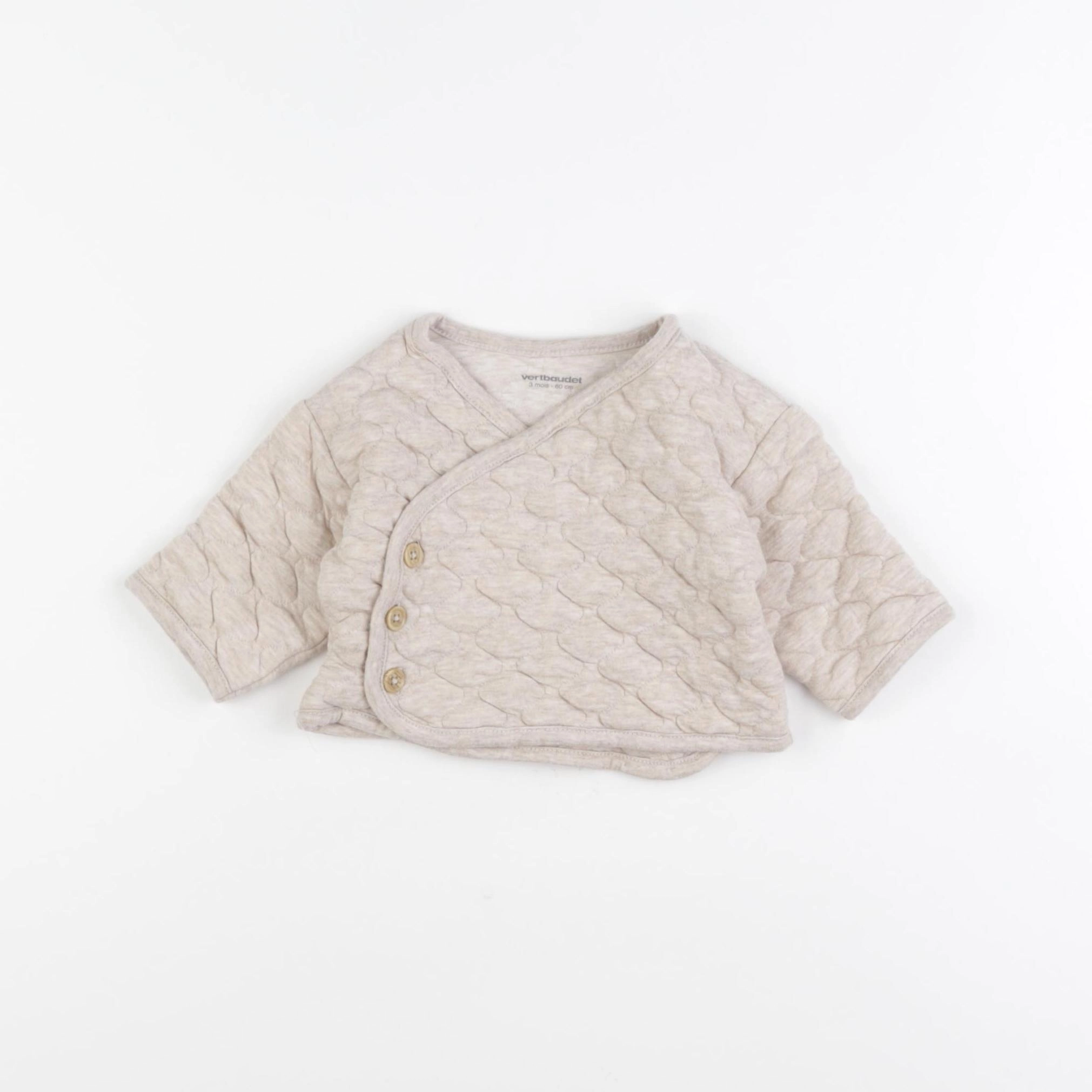 Vertbaudet - sweat beige - 3 mois