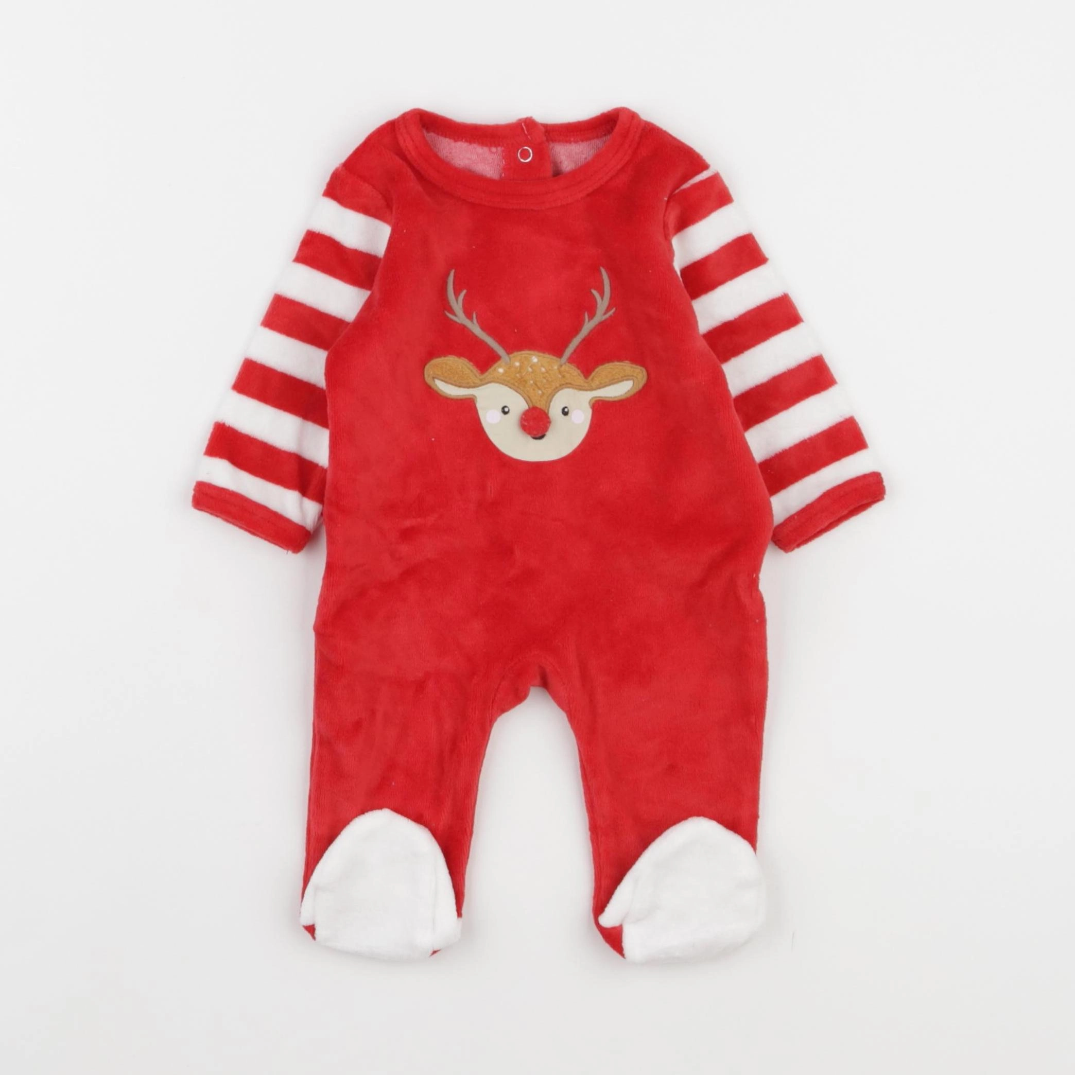 Vertbaudet - pyjama velours rouge - 1 mois