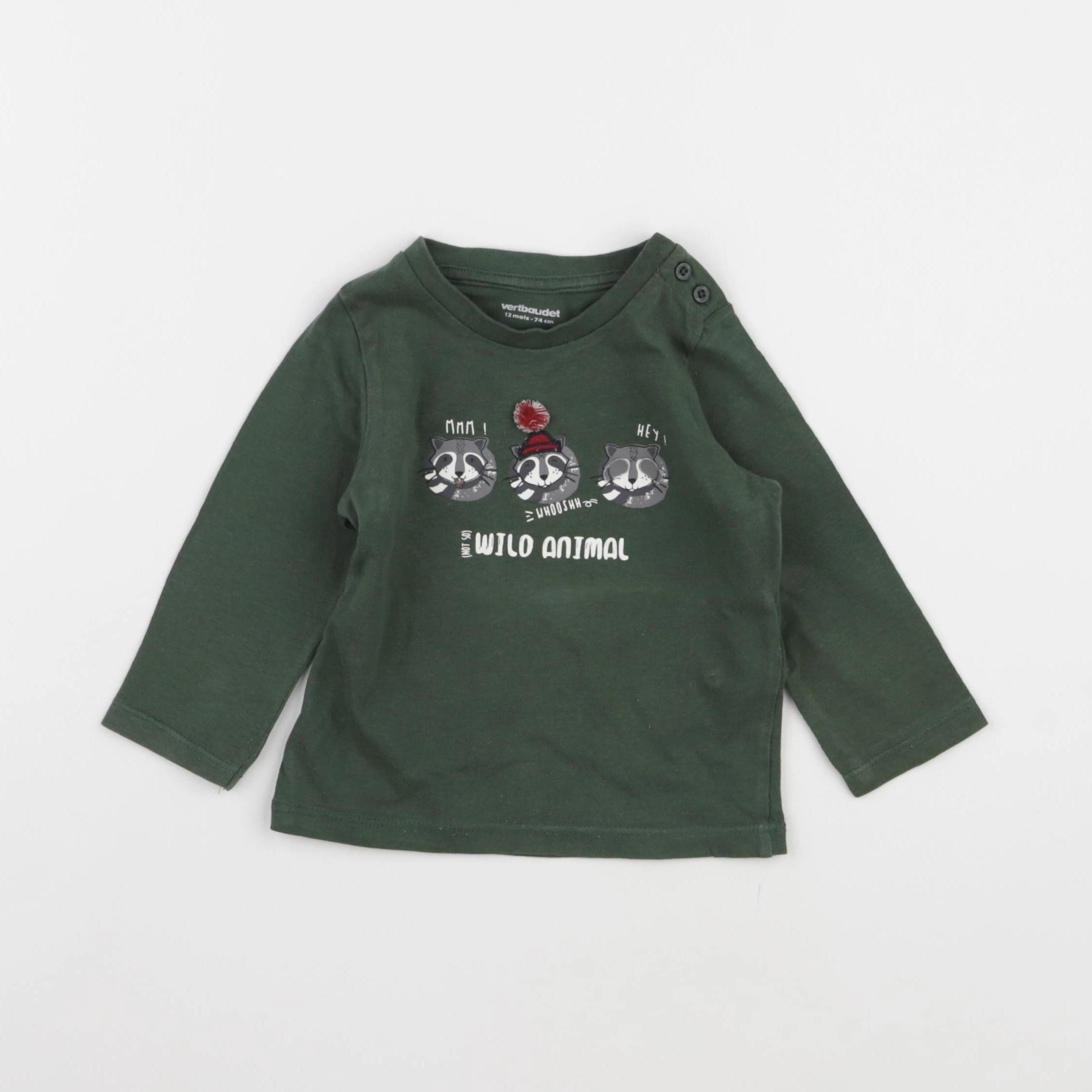 Vertbaudet - tee-shirt vert - 12 mois
