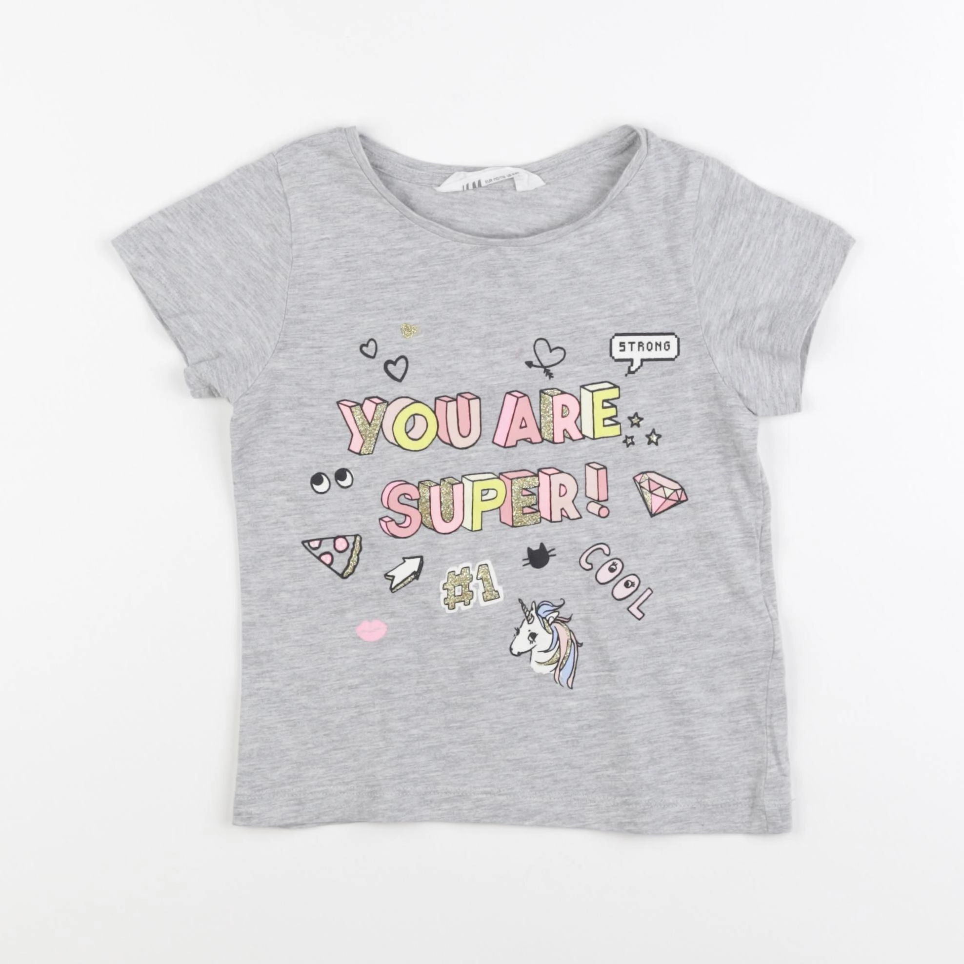 H&M - tee-shirt gris - 4/6 ans