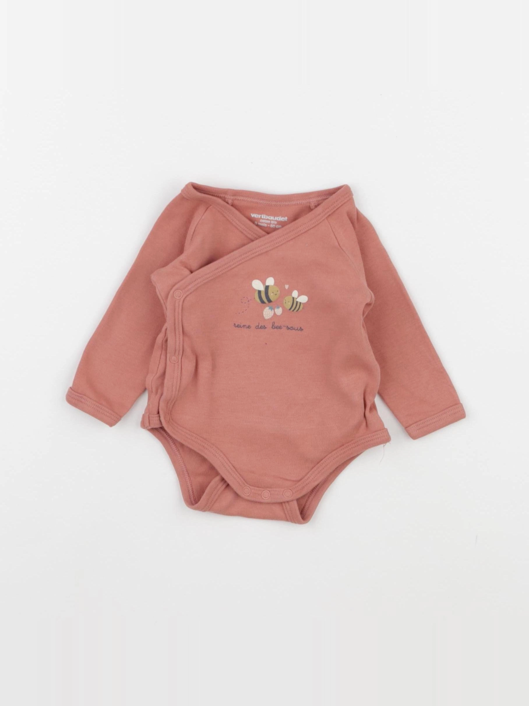 Vertbaudet - body rose - 3 mois