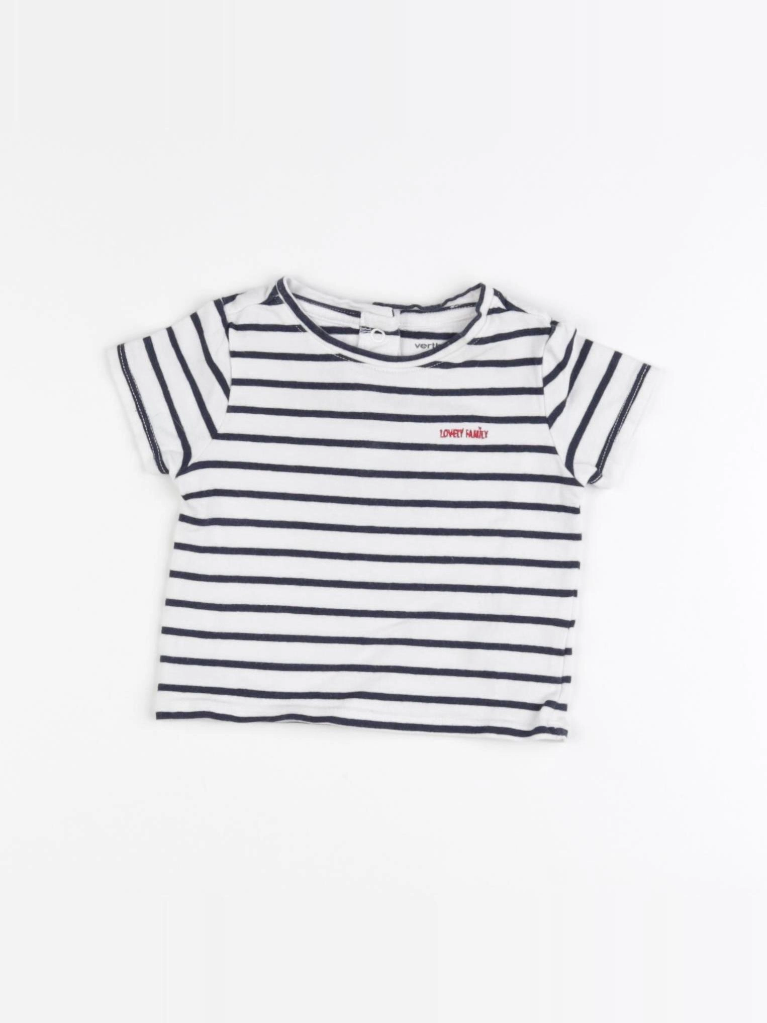 Vertbaudet - tee-shirt blanc, bleu - 3 mois