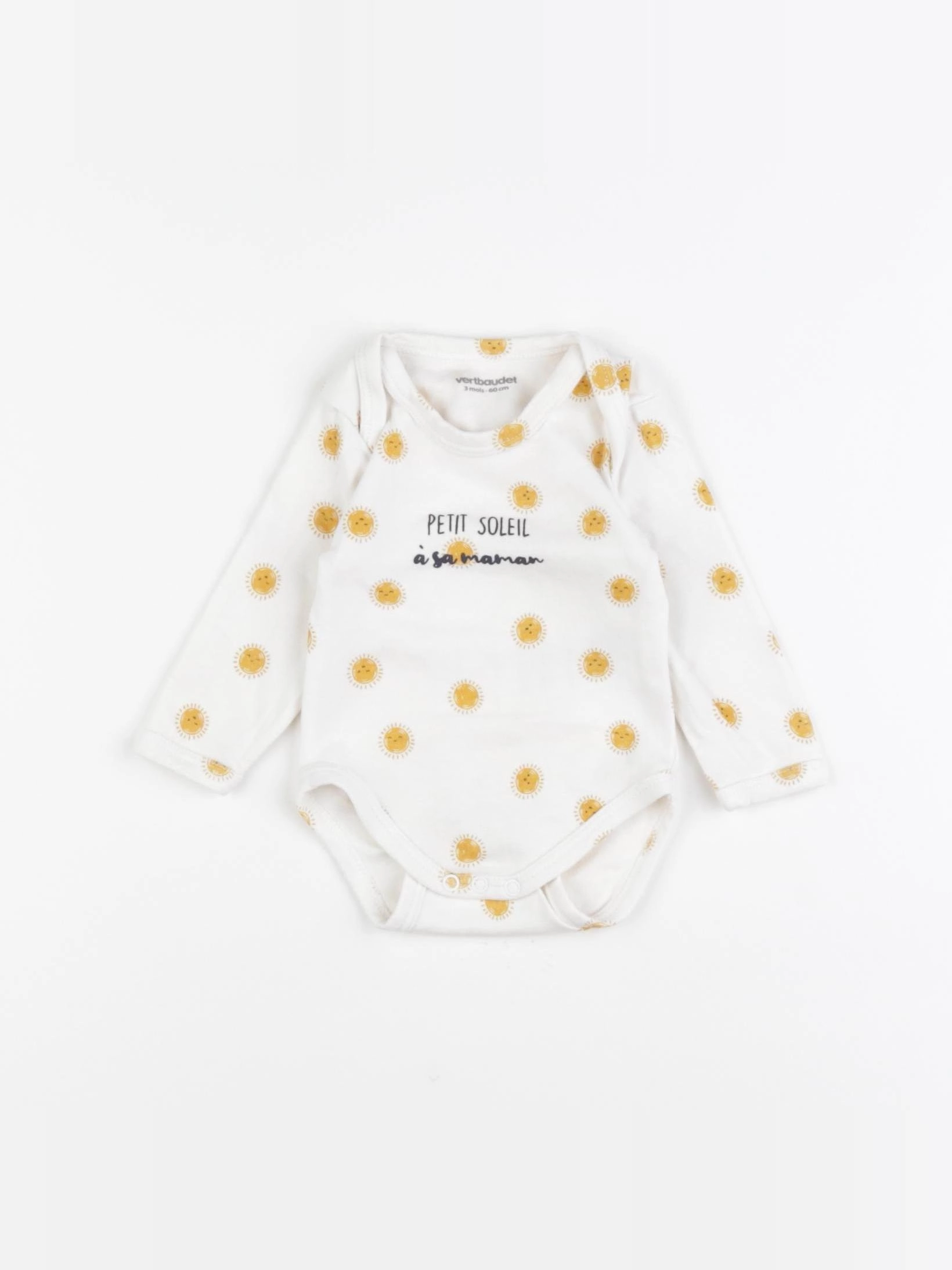Vertbaudet - body blanc, jaune - 3 mois