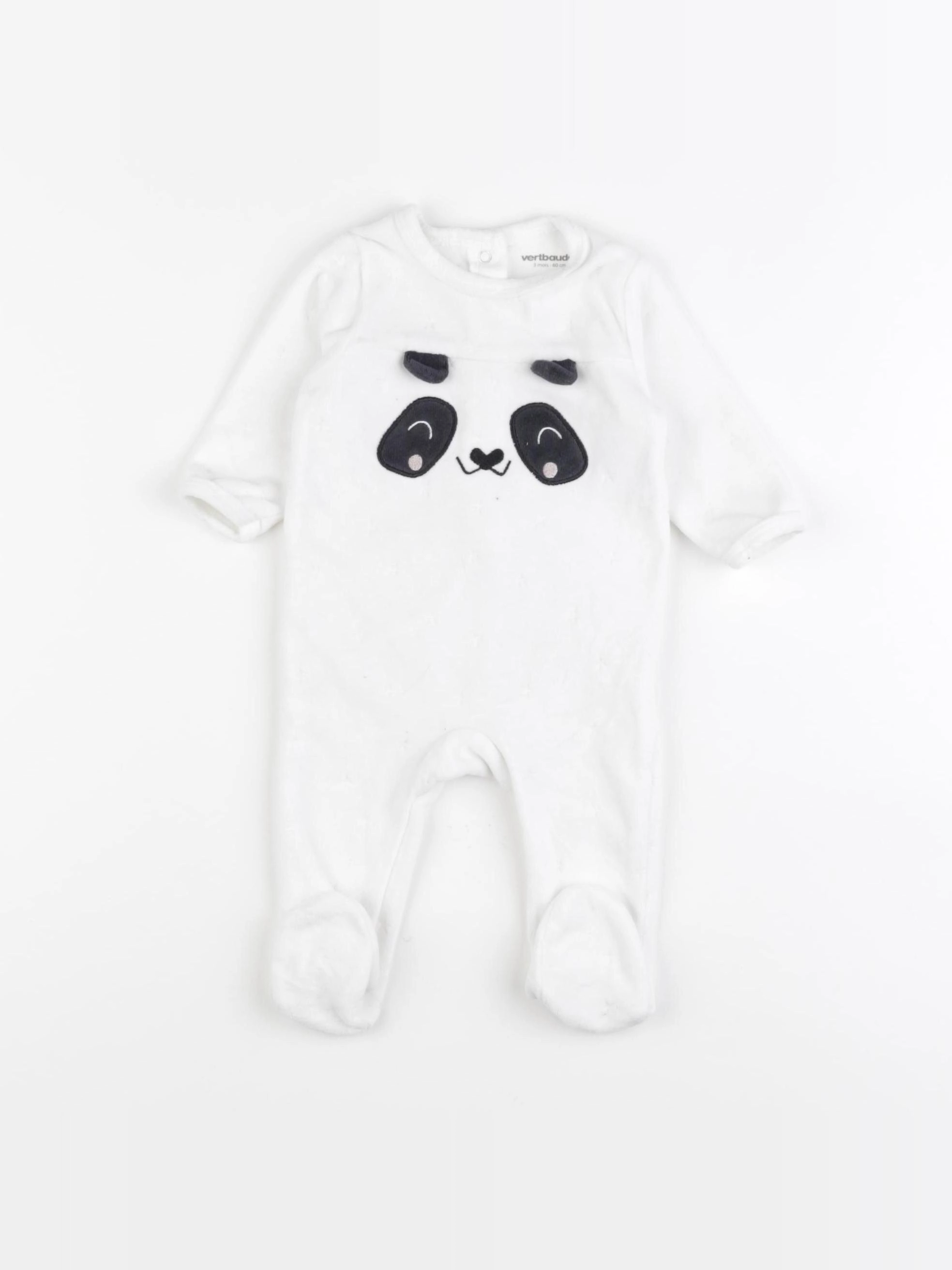 Vertbaudet - pyjama velours blanc - 3 mois