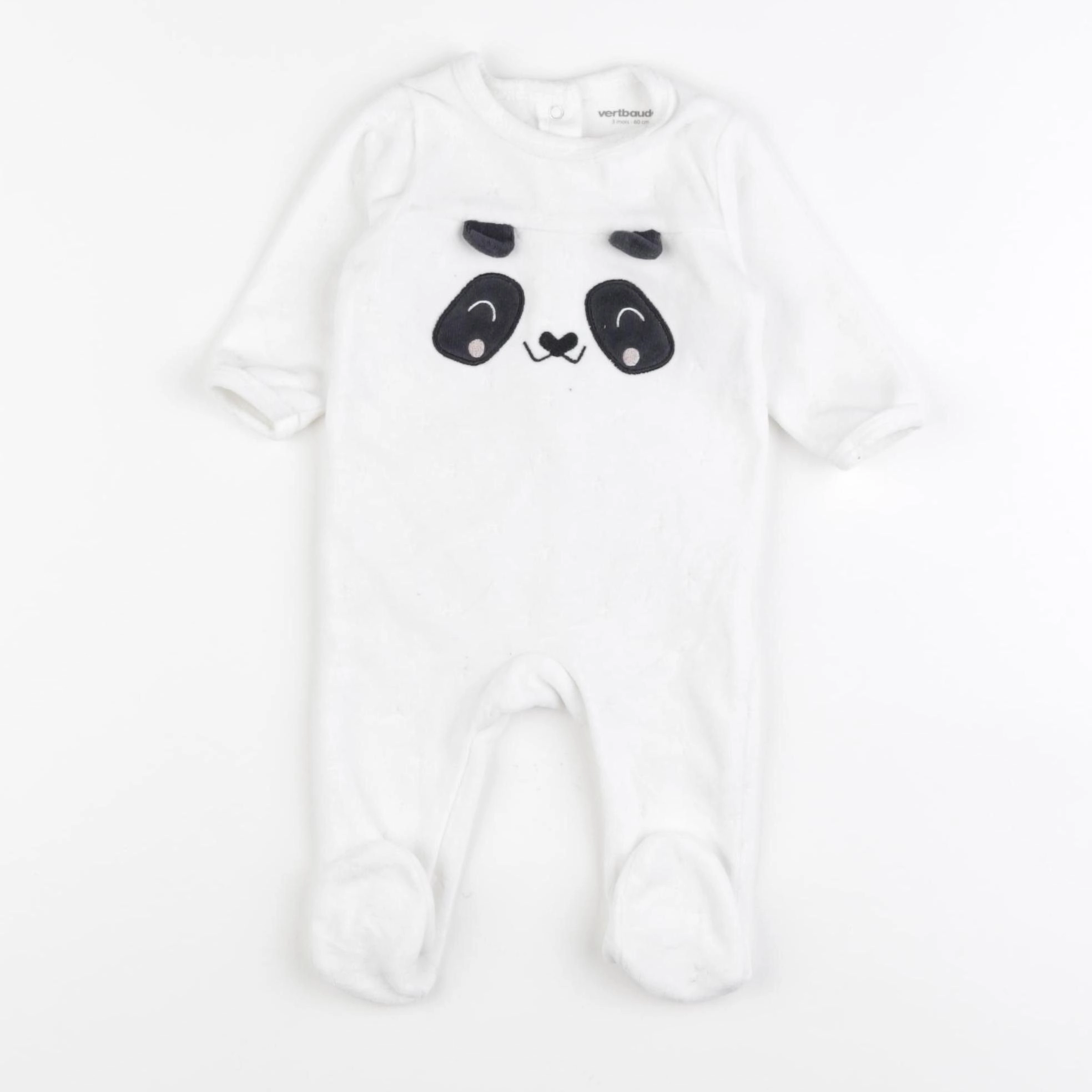 Vertbaudet - pyjama velours blanc - 3 mois