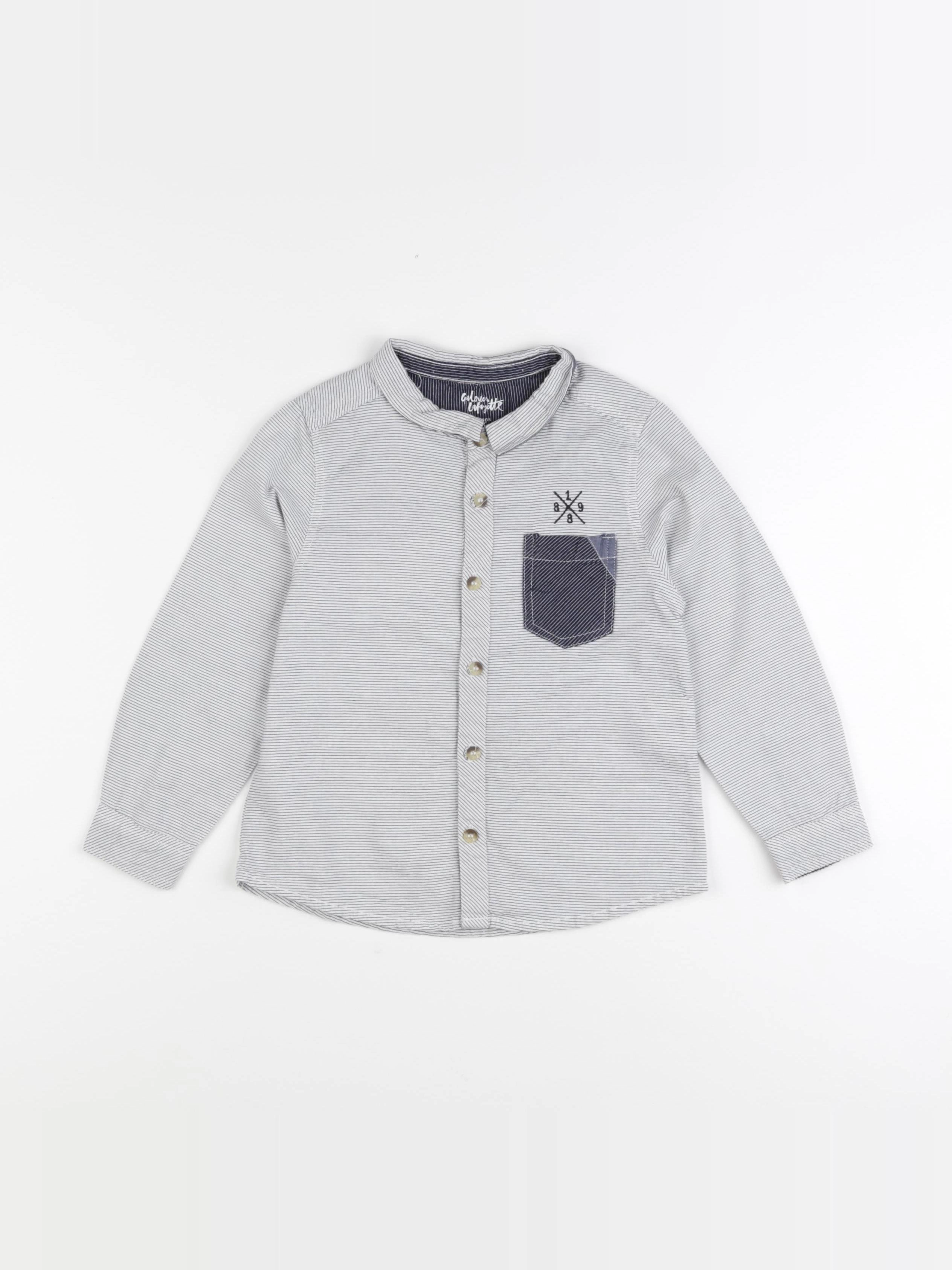 Galeries Lafayette - chemise blanc, bleu - 5 ans