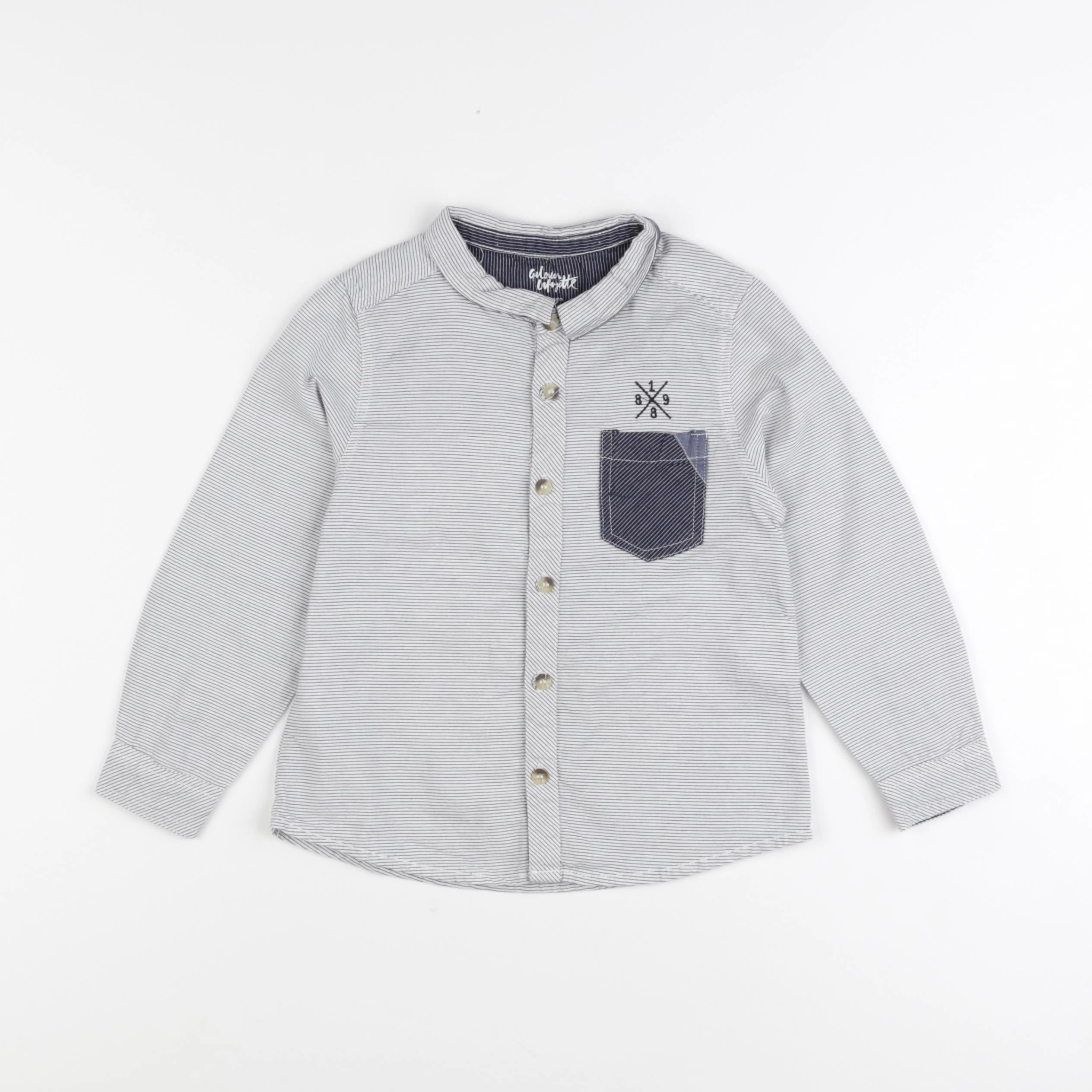 Galeries Lafayette - chemise blanc, bleu - 5 ans