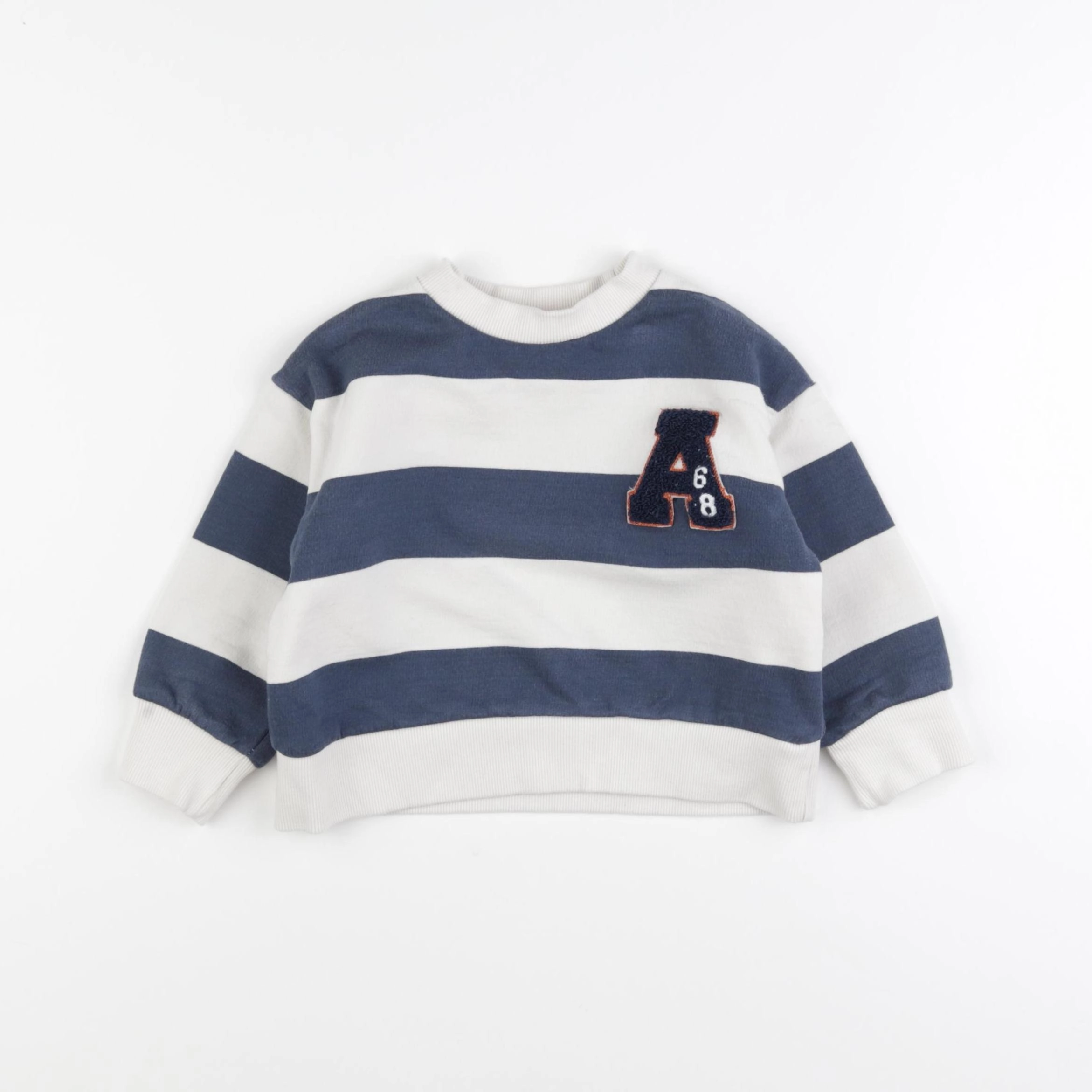 Vertbaudet - sweat blanc, bleu - 3 ans