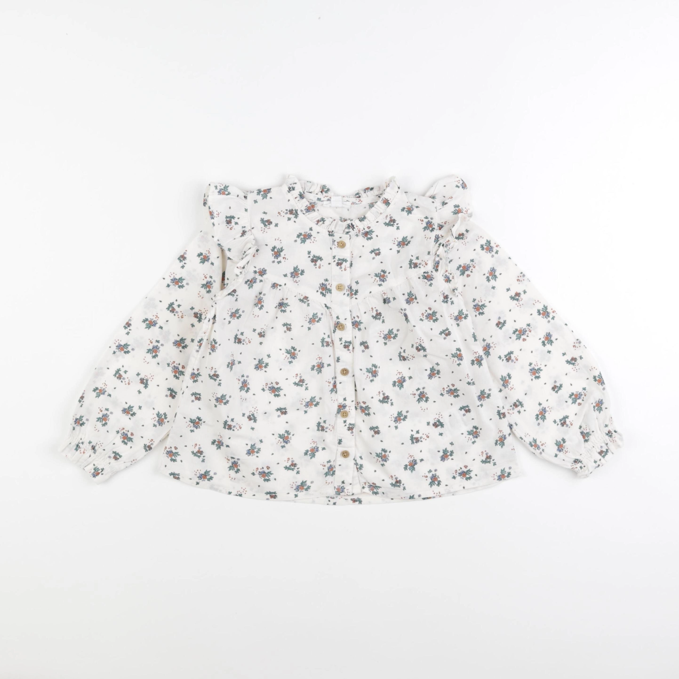 Vertbaudet - blouse blanc, vert - 3 ans