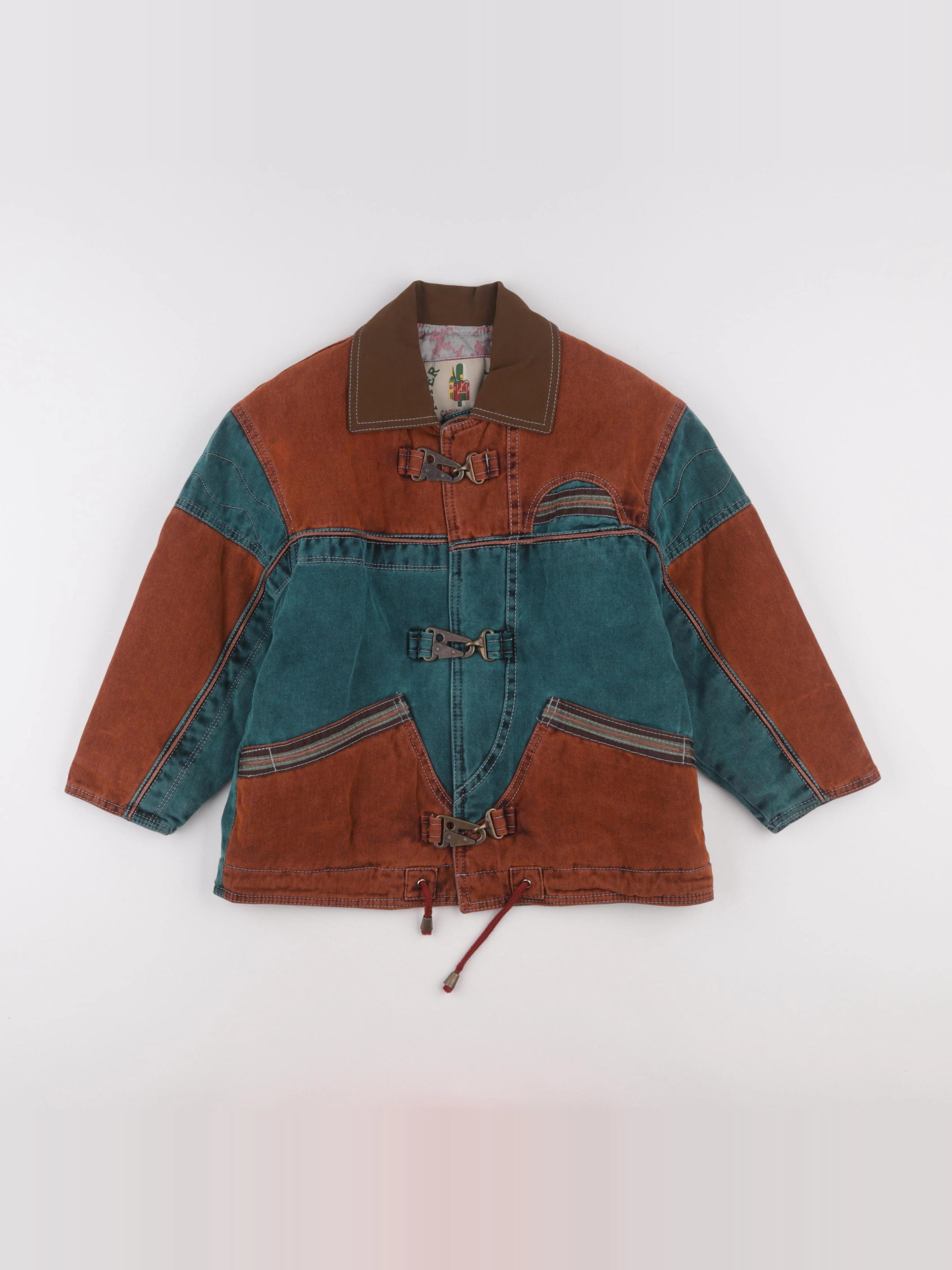 Vintage - veste doublé marron, vert - 6 ans