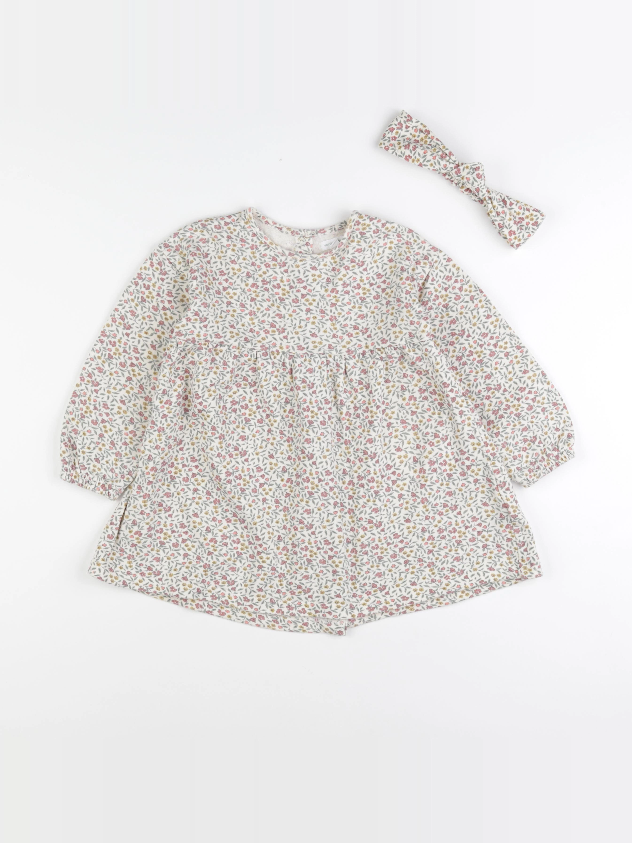 Vertbaudet - robe vert, beige - 36 mois
