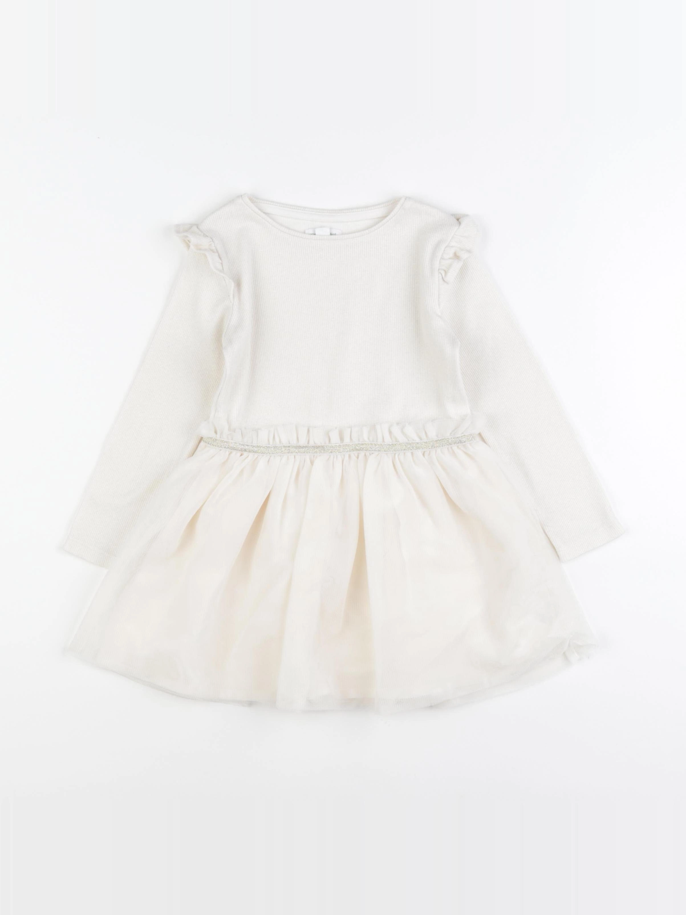 Vertbaudet - robe beige, or - 3 ans