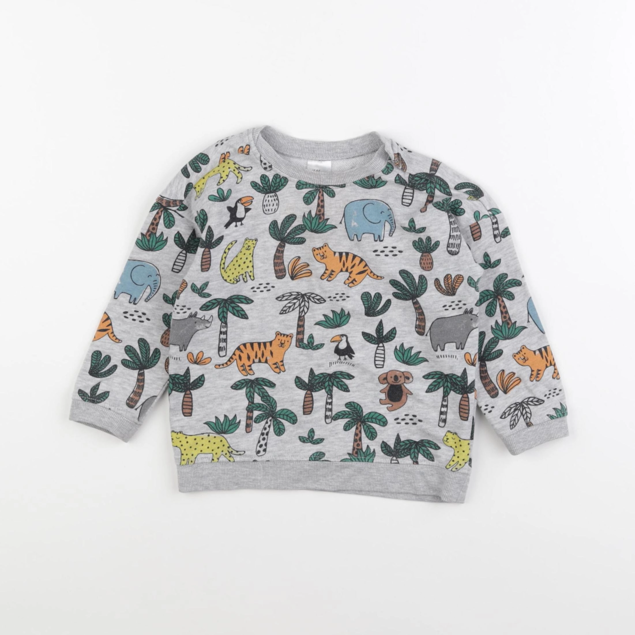 H&M - sweat gris, vert - 12/18 mois