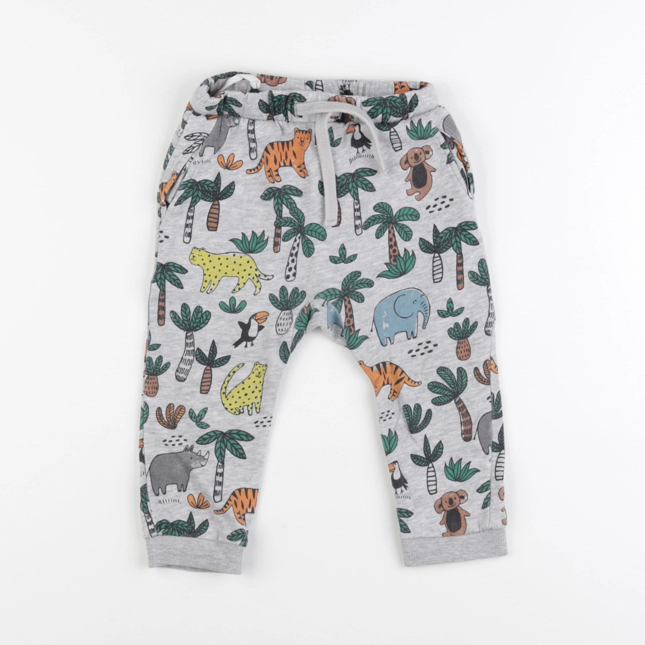 H&M - jogging gris, vert - 12/18 mois